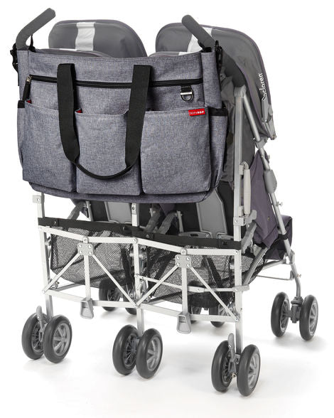 Skip Hop SH230100 Duo Signature Double Diaper Bag - Heather Grey | Stylish & Spacious Baby Essentials Organizer for Moms & Dads | Perfect for Daycare, Travel & On-the-Go Parenting
