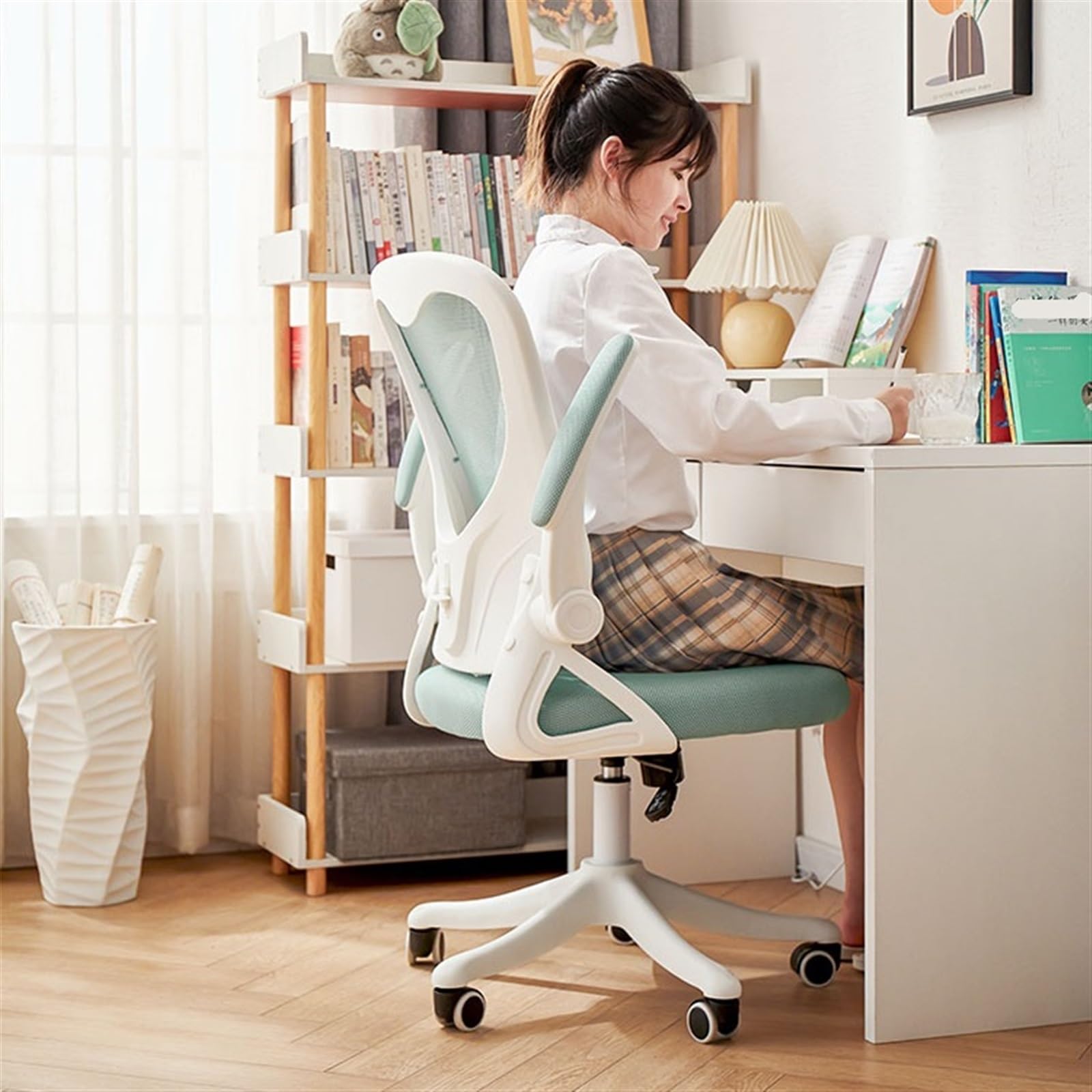 **Ergonomic Office Chair with Adjustable Lumbar Support & Armrests - High Back Desk Chair with Thickened Cushion - Black - Perfect for Home Office, Gaming & Workspaces**