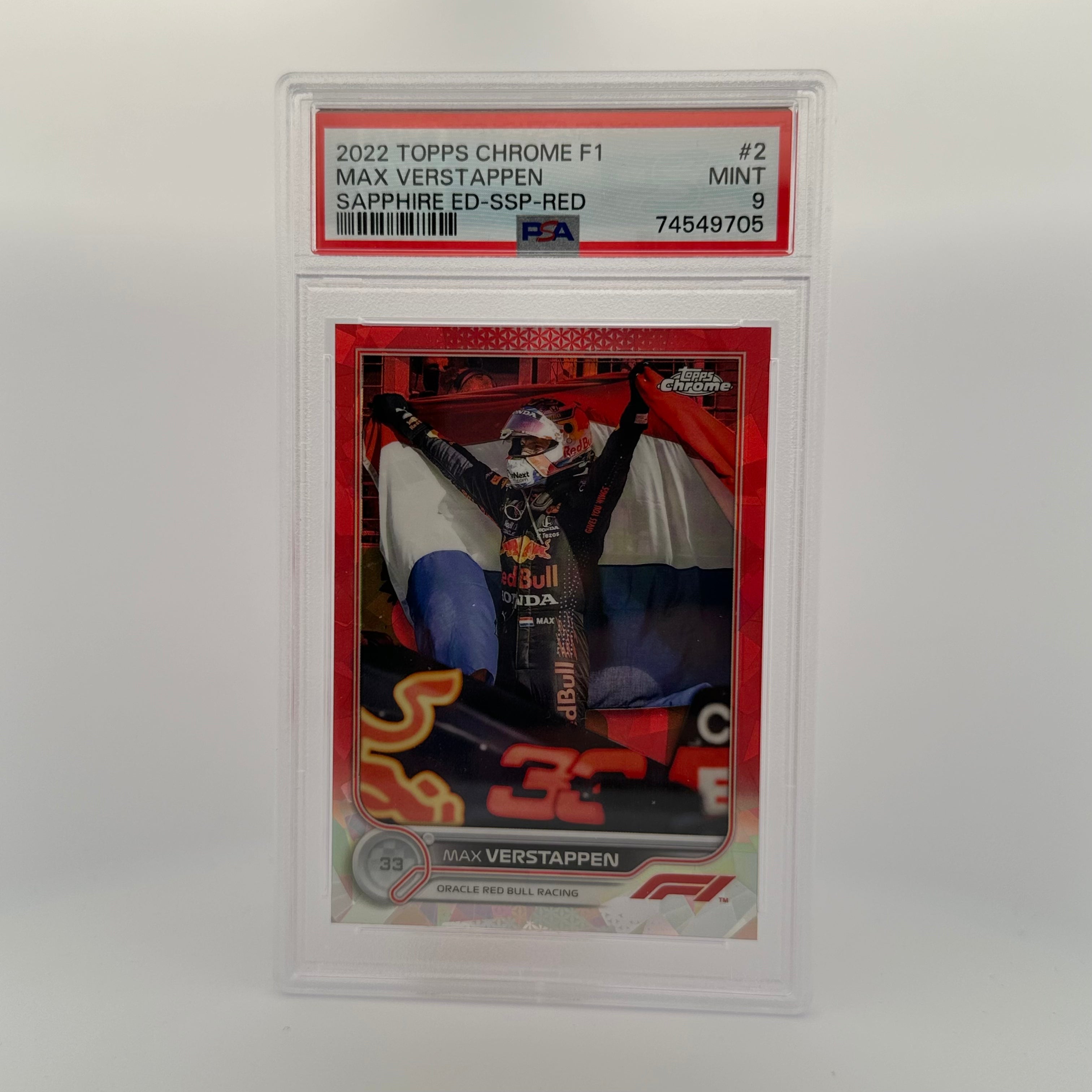 PSA 9 Graded 1/5 Max Verstappen #2 Sapphire Edition SSP Red - Rare Collectible Trading Card for F1 Fans & Sports Memorabilia Enthusiasts