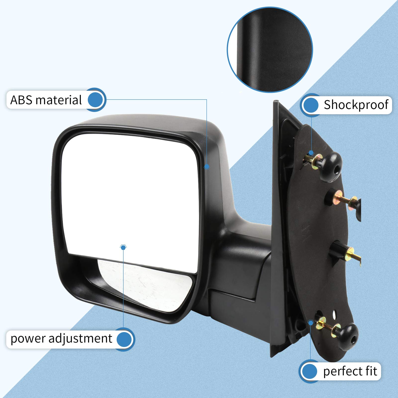 ECCPP Replacement Exterior Mirror for 2003-2013 Ford E-150, E-250, E-350, E-450 & Super Duty - Driver Side (FO1320254) - Perfect for Truck Repair & Fleet Maintenance