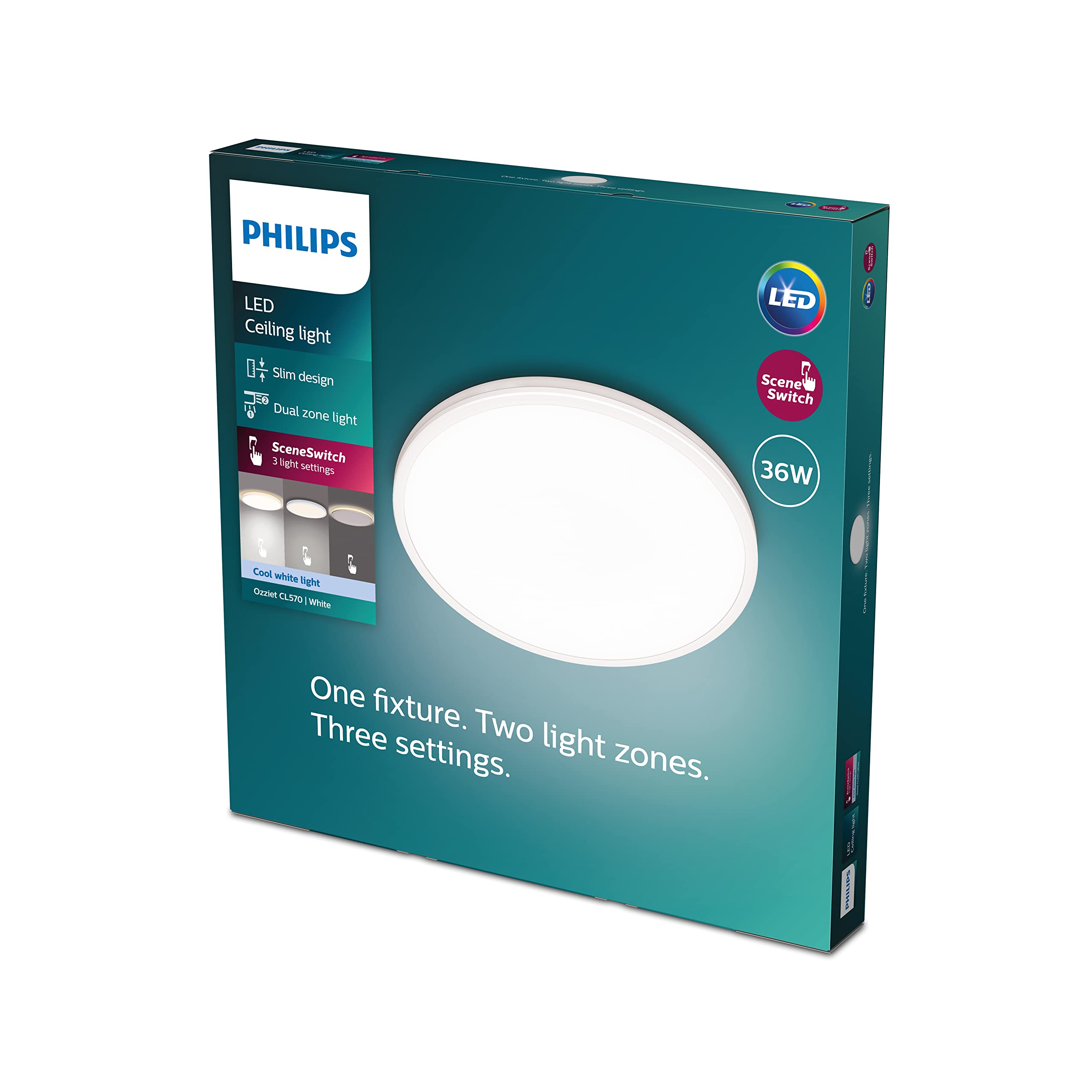 Philips LED Superslim Linear Ceiling Light 36W 4000K Cool White - Energy Efficient Slim Design for Home, Living Room, Bedroom & Office Indoor Lighting | Perfect for Modern Spaces & Low Ceilings