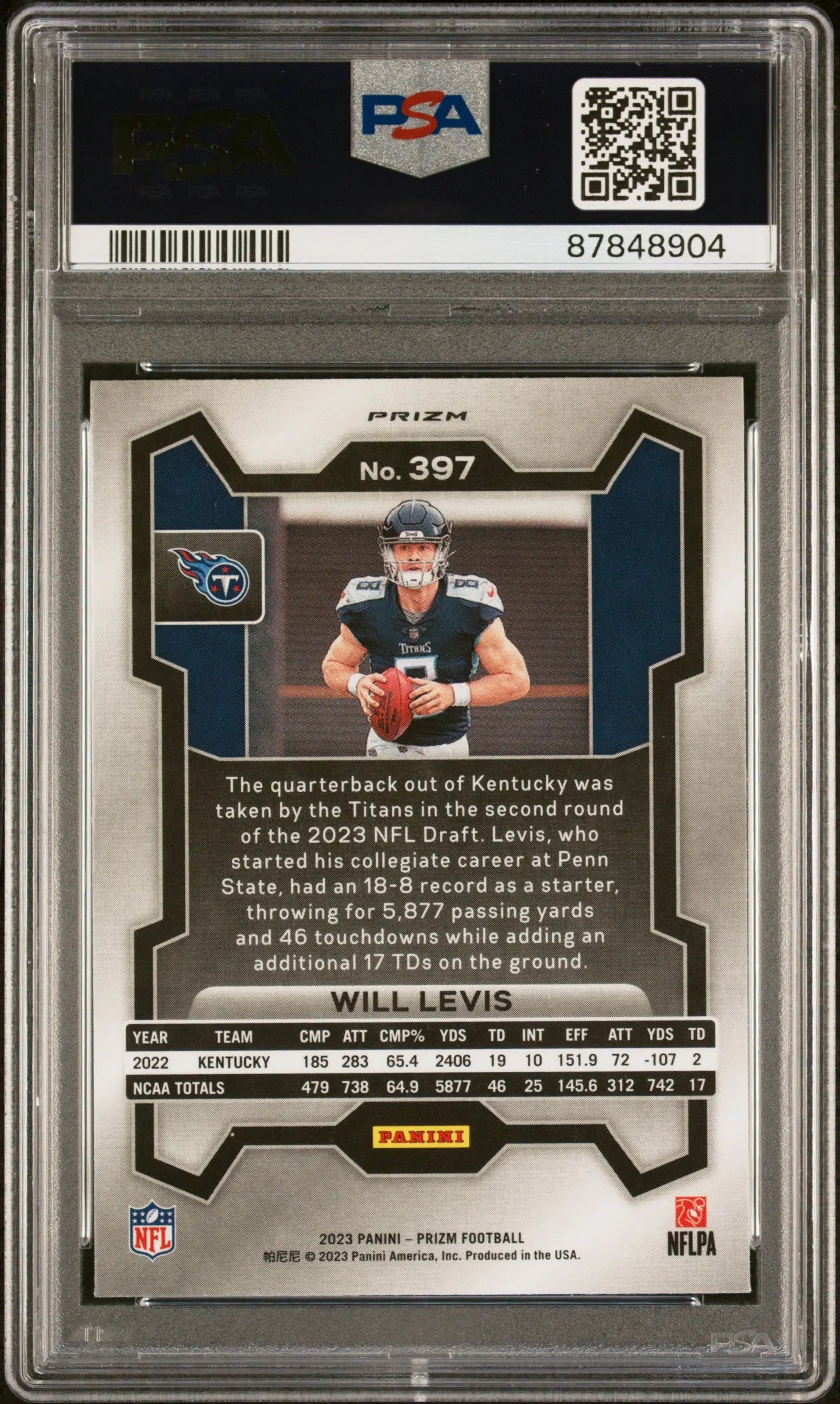 2023 Panini Prizm Football Will Levis Rookie Card Silver Prizm PSA 10 - Perfect for Collectors, Investors & Sports Memorabilia Enthusiasts