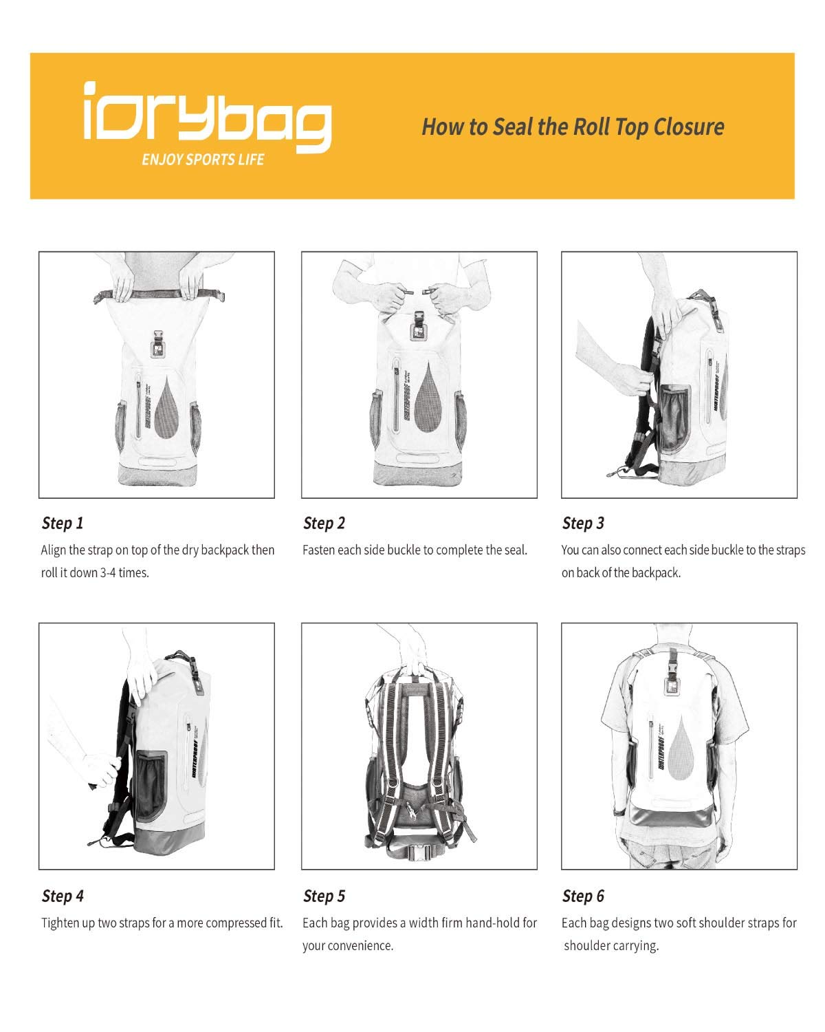 IDRYBAG Waterproof Dry Bag - Floating Marine Backpack for Kayaking, Swimming, Boating & Water Sports - Durable & Lightweight Waterproof Storage for Outdoor Adventures