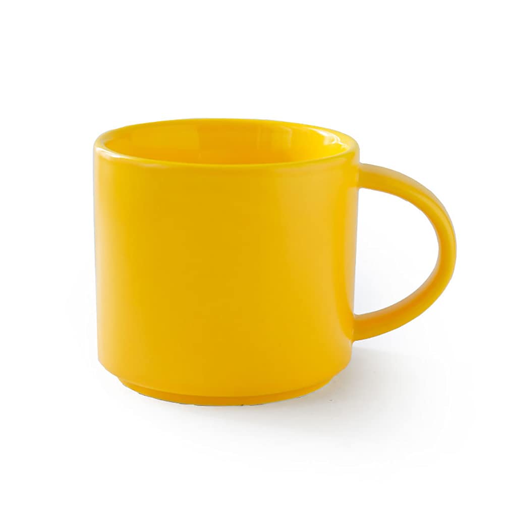 ZaH 14oz Ceramic Coffee Mug - Solid Color Tea Cup for Home & Office Use - Dishwasher & Microwave Safe - Yellow - Perfect for Morning Coffee, Afternoon Tea or Office Beverages