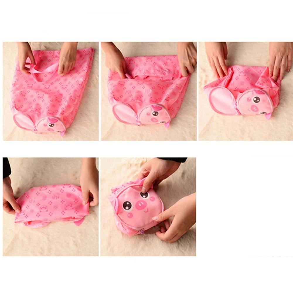 Eco-Friendly Reusable Foldable Shopping Bag with Aluminum Buckle - Cute Cartoon Frog Design | Durable Nylon Storage Bag for Groceries, Travel & Beach