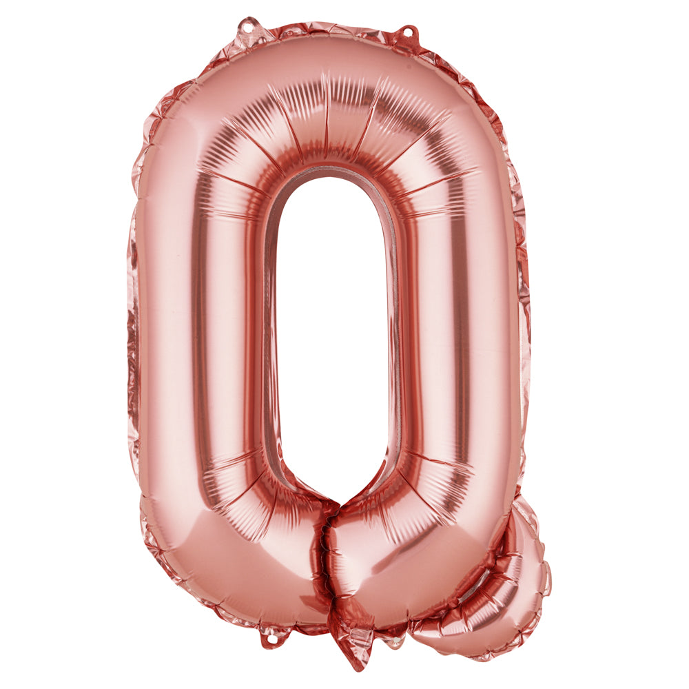 Rose Gold Mylar Letter Q Balloon - 16 Inch Large Foil Alphabet Balloon for Birthday Party Decorations, Wedding, Baby Shower & Anniversary Celebrations