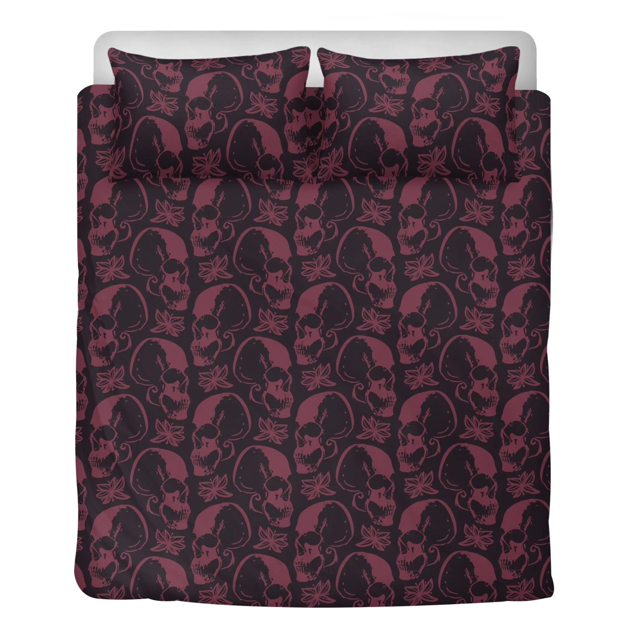 3-Piece Gothic Purple Skull Bedding Set - Soft & Stylish for Halloween, Gothic, or Punk Themed Bedrooms