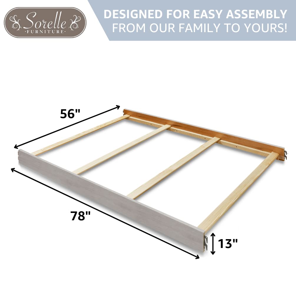 Sorelle Furniture Toddler to Full-Size Bed Conversion Kit with Adult Safety Rails - Solid Wood Crib Transition System in Weathered White (#233) | Perfect for Nursery Upgrade & Child Room Safety