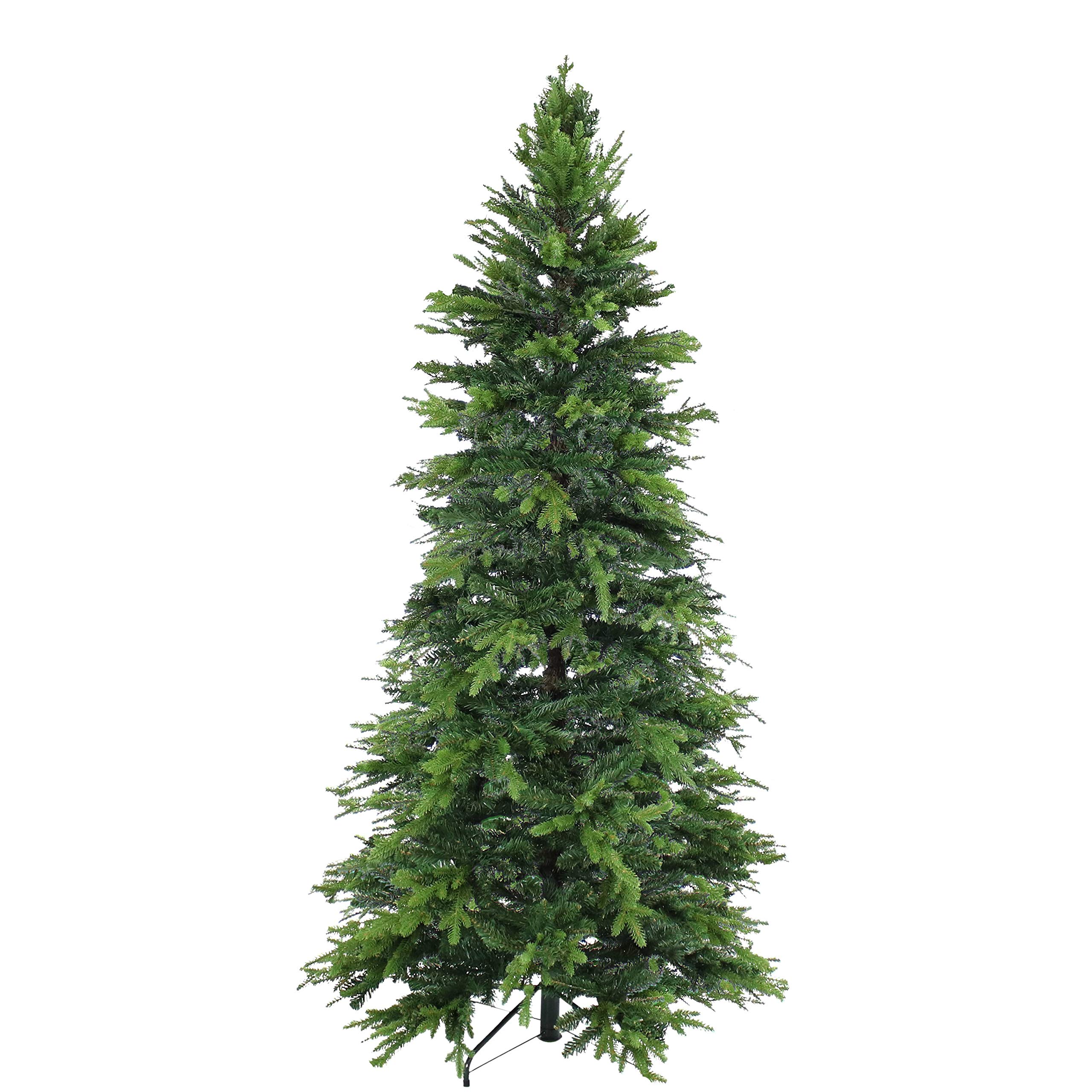 Sunnydaze 7ft Slim Artificial Christmas Tree with Stand - Unlit Indoor Holiday Decor for Living Room, Office & Festive Home Decorations