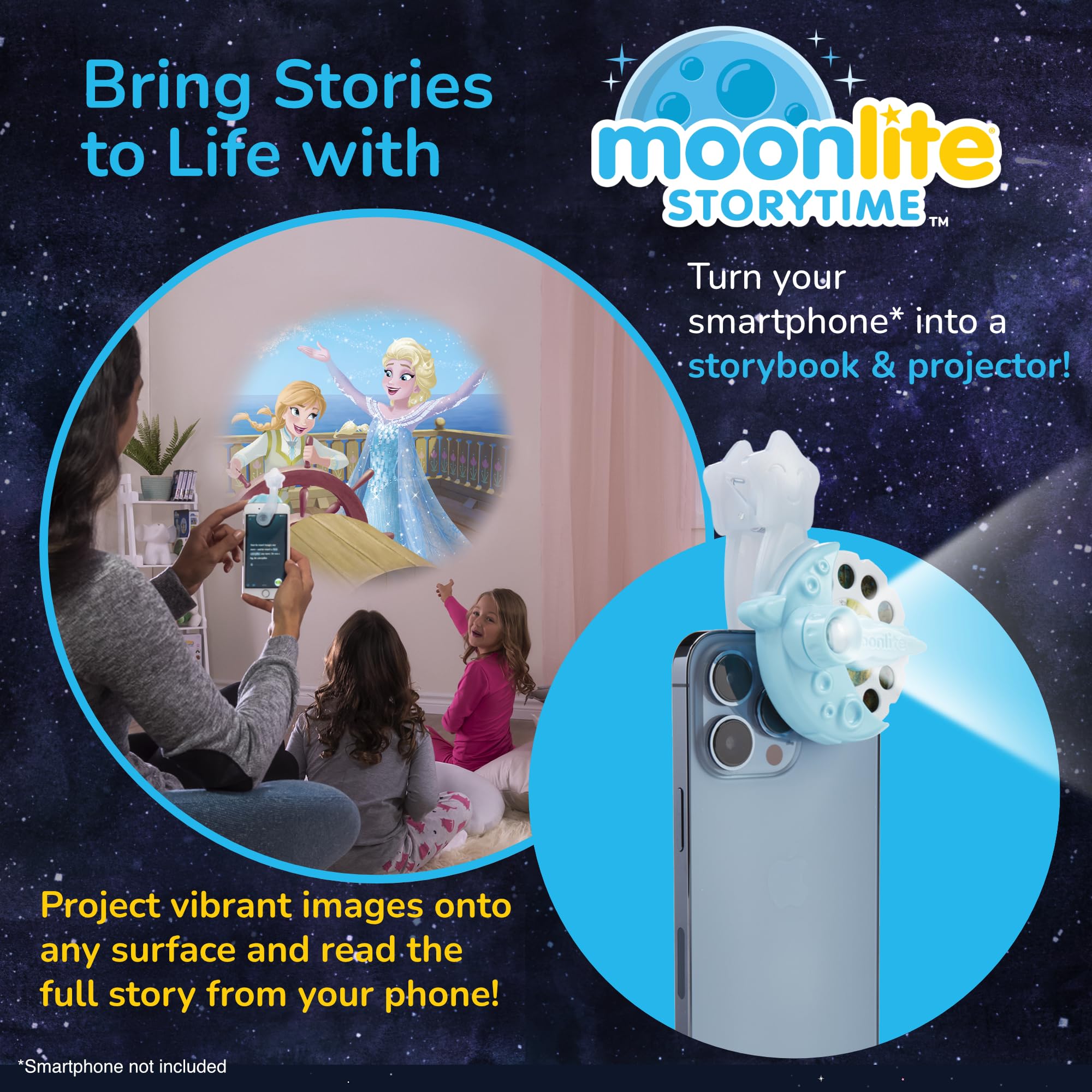 Moonlite Storytime Mini Projector for Kids - 10 Princess Storybooks with Digital Animation & Fun Sound Effects | Interactive Learning Toy for Ages 1+ | Perfect for Bedtime Stories, Classroom Activities & Family Bonding Time