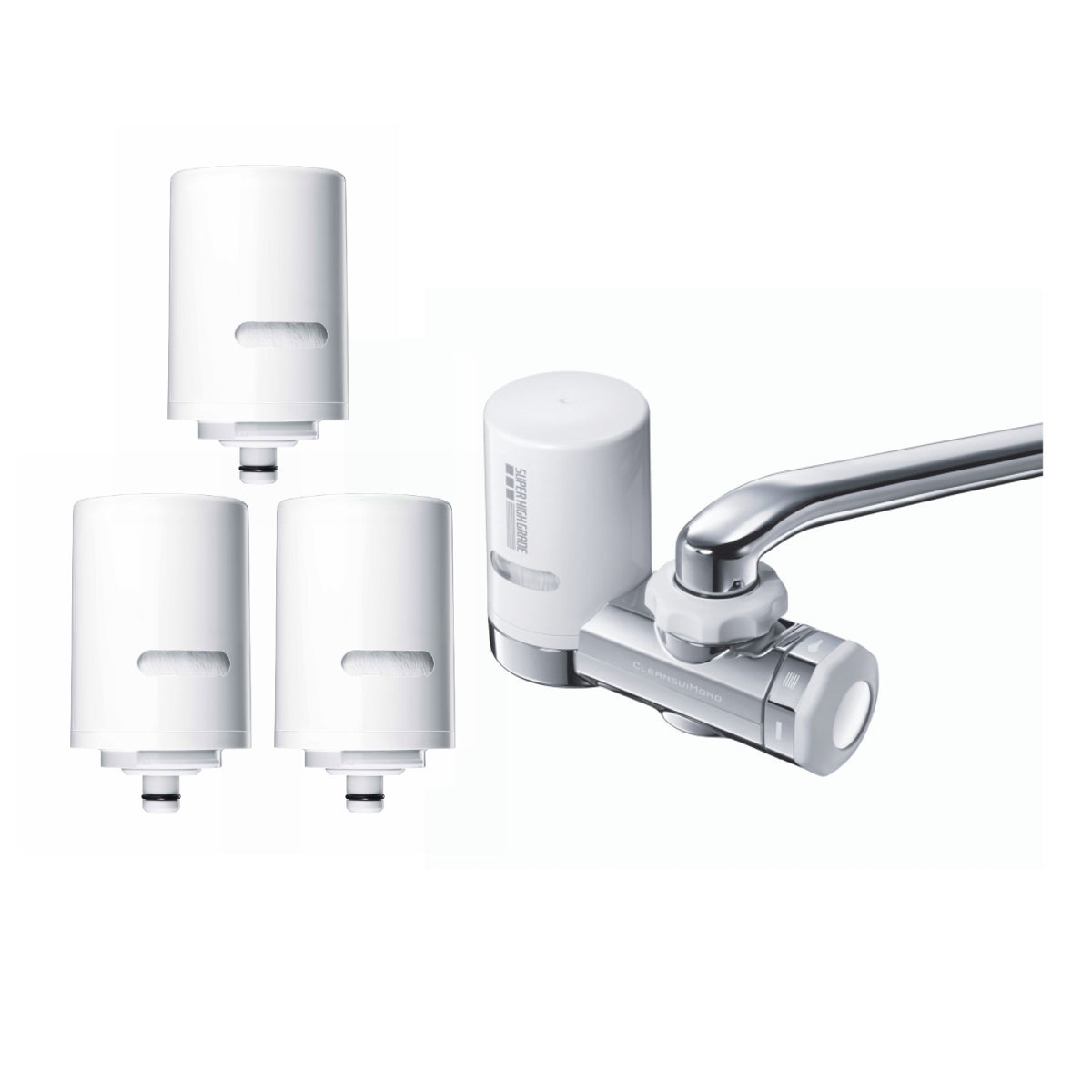 Cleansui EF201 Faucet Water Filter with 3 Extra EFC21 Replacement Cartridges – Clean Drinking Water for Kitchen, Bathroom & RV Use