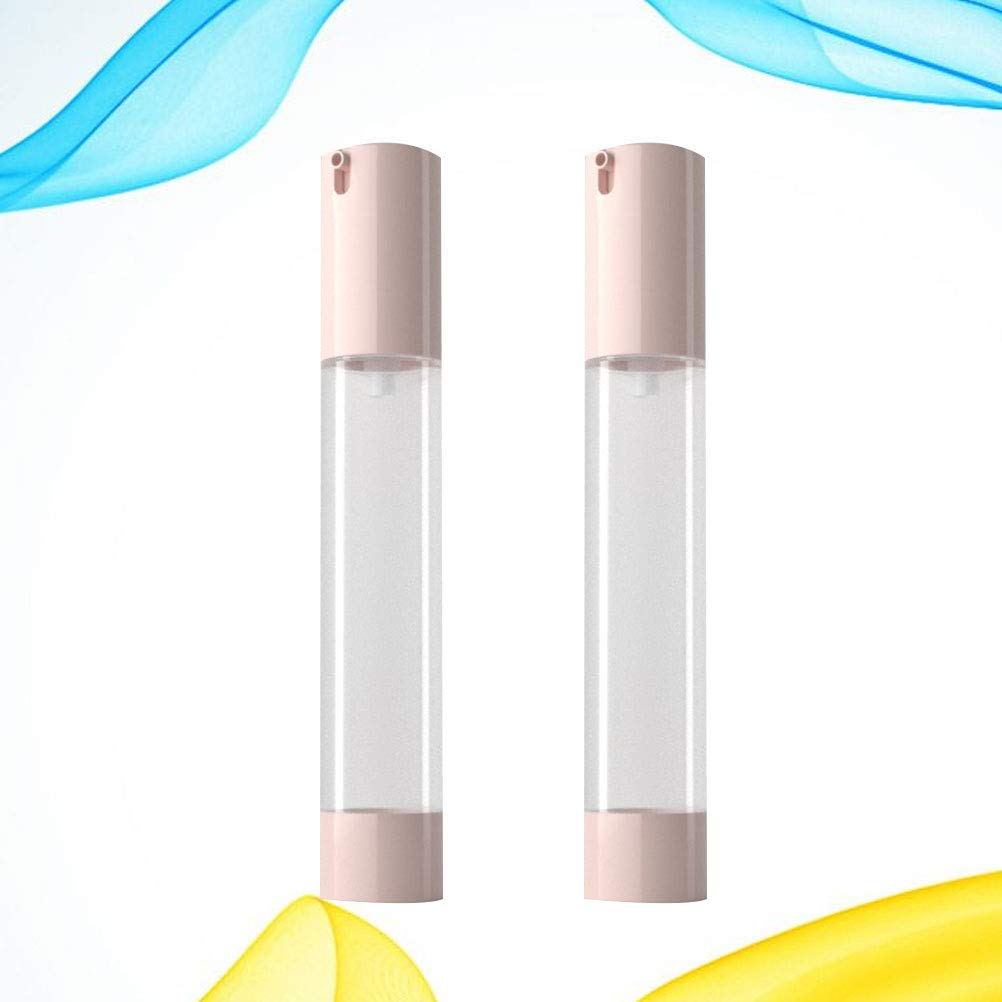 Cabilock 2-Pack Travel-Sized Foundation Bottles - Clear Pink Makeup Containers with Pump Dispenser for Lotion, Cream & Liquid Cosmetics | Perfect for Toiletries, Vanity Organizer & On-The-Go Touch Ups