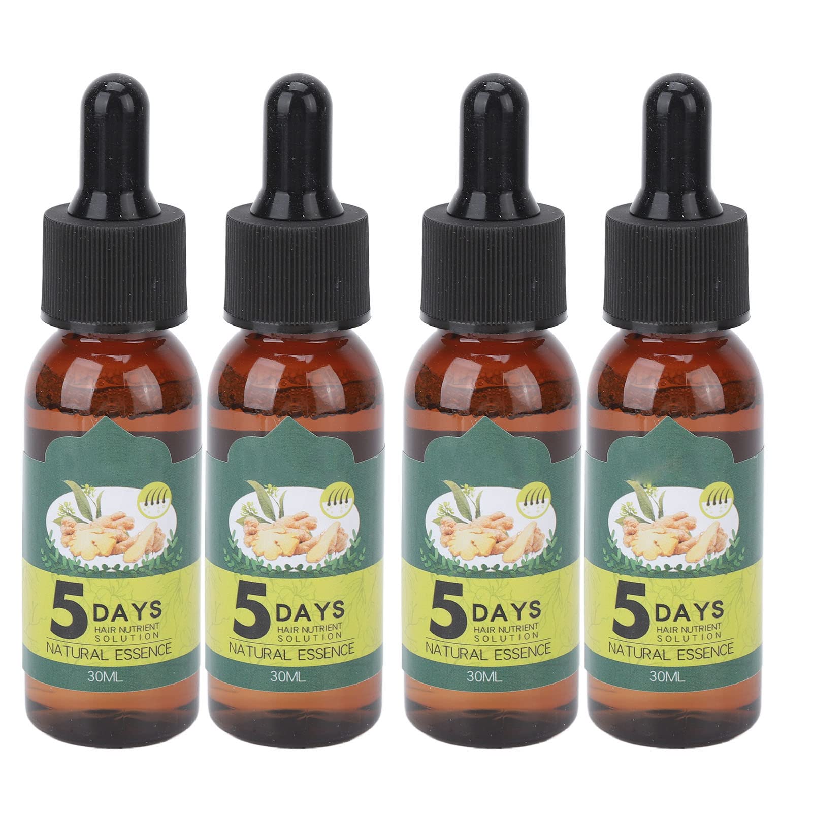 ANGGREK Hair Growth Serum Set - 4 Bottles of Ginger Hair Oil for Hair Loss Prevention, Regrowth & Protection | Natural Essential Oil for Thicker, Healthier Hair | Perfect for Daily Scalp Care & Damaged Hair Repair