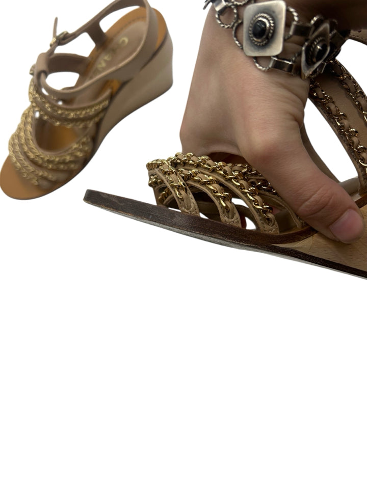 Chanel CC Lambskin Multi Chain Wedge Sandals for Women | Size 36 (US 6) | Luxury Designer Heels for Parties, Weddings & Evening Events