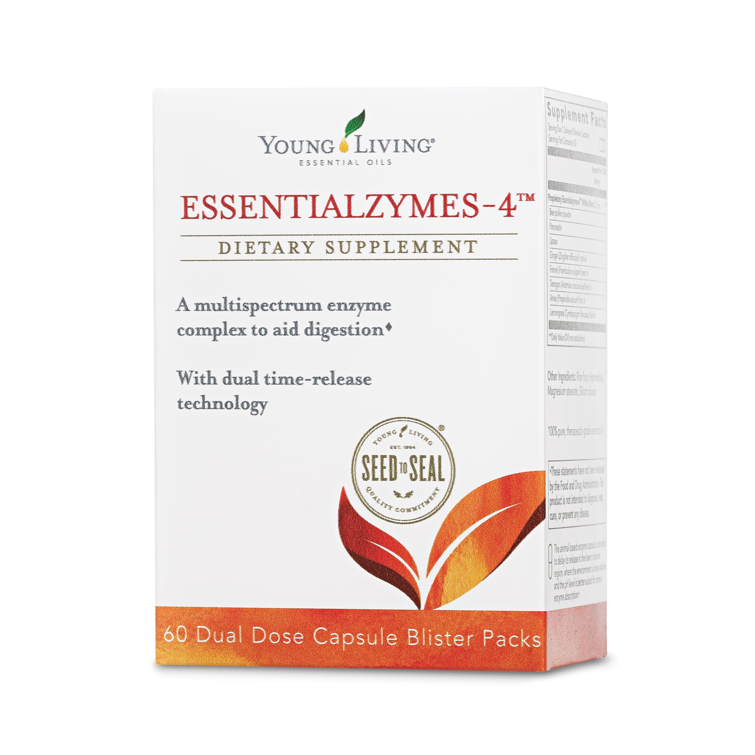 Young Living Essentialzymes-4 Digestive Enzymes - 60 Dual Dose Capsules for Gut Health & Nutrient Absorption | Supports Digestion After Meals & Occasional Bloating Relief