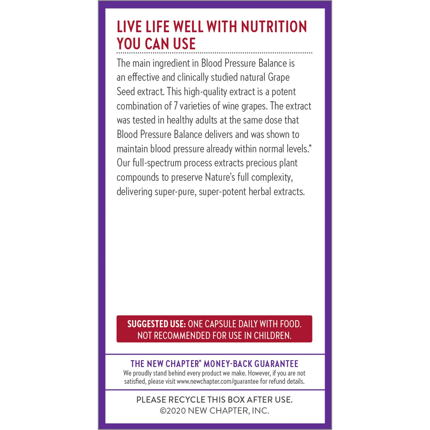 New Chapter Blood Pressure Supplement - Organic, Vegan, Non-GMO with Grapeseed & Black Currant for Healthy Circulation - 60 Capsules - Supports Heart Health for Active Lifestyles