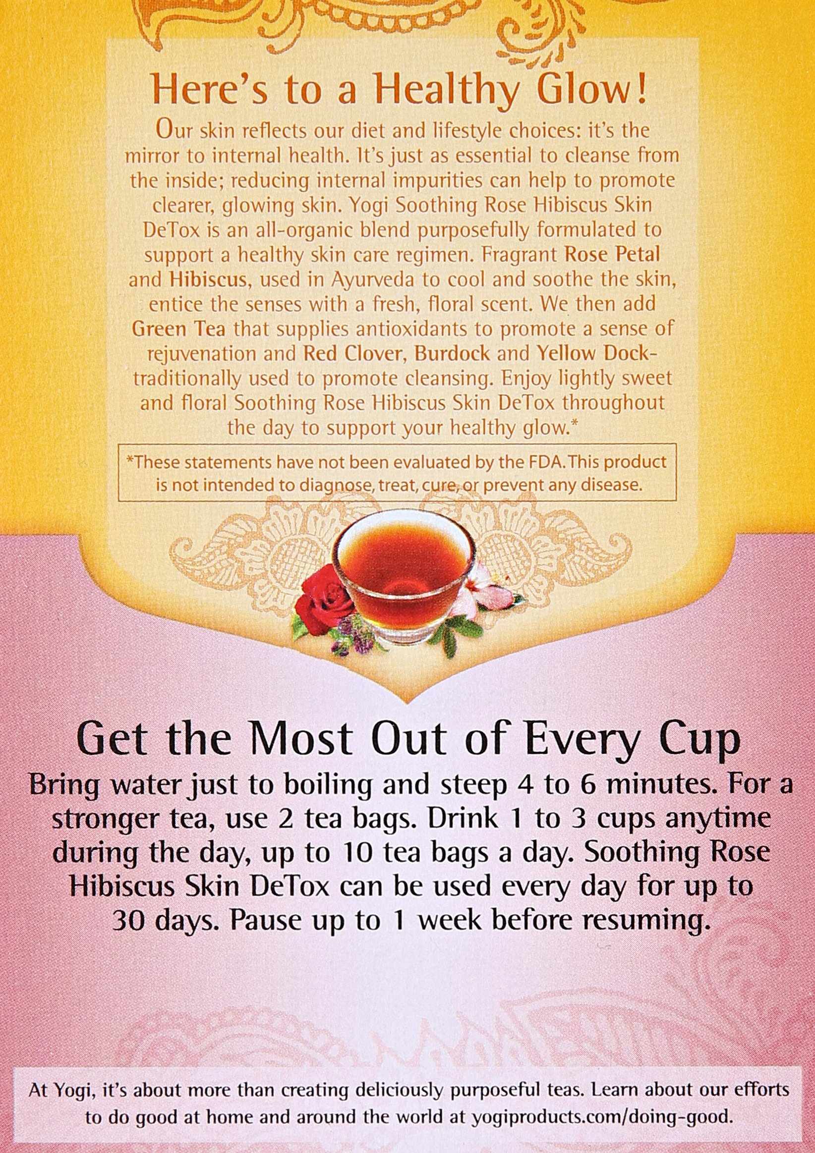 Yogi Skin Detox Tea - 16 Herbal Tea Bags for Cleansing & Glowing Skin | Supports Healthy Digestion & Skin Clarity | Perfect for Morning Routine or Post-Workout Recovery