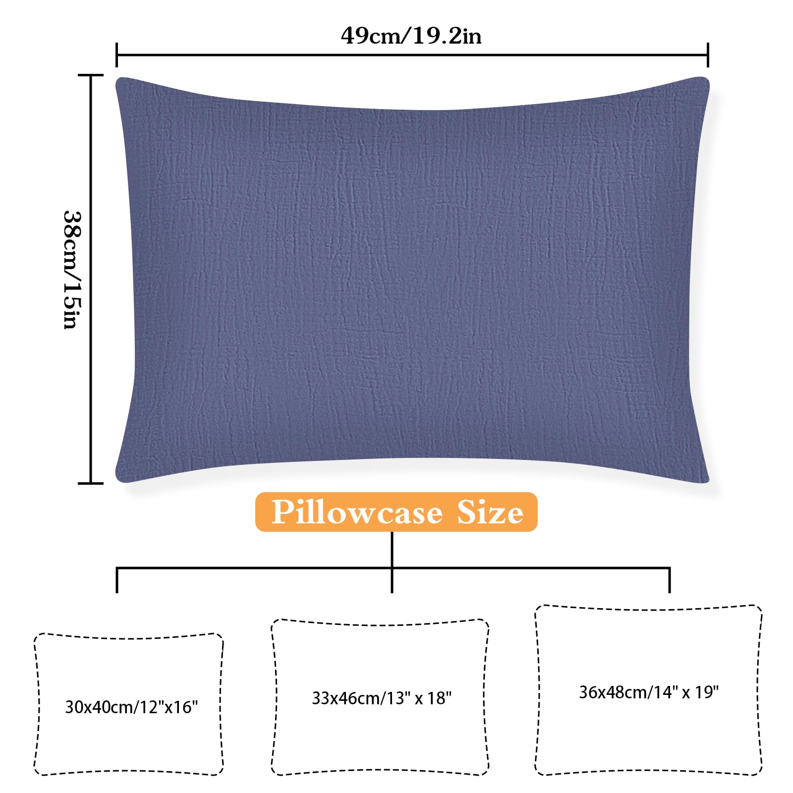 Winmany Toddler Muslin Pillowcases - Soft Cotton Baby Pillow Covers for Travel & Nursery (Navy Blue+Khaki)