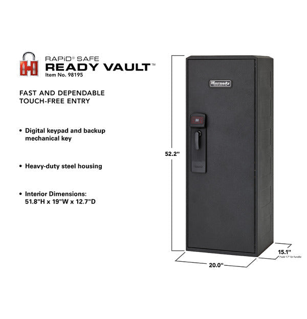 Hornady 98195WIFI Rapid Safe Ready Vault with WiFi - Secure Handgun Storage for Home & Office | Quick Access Biometric Safe for Pistols & Valuables | Ideal for Bedside, Nightstand & Travel Use