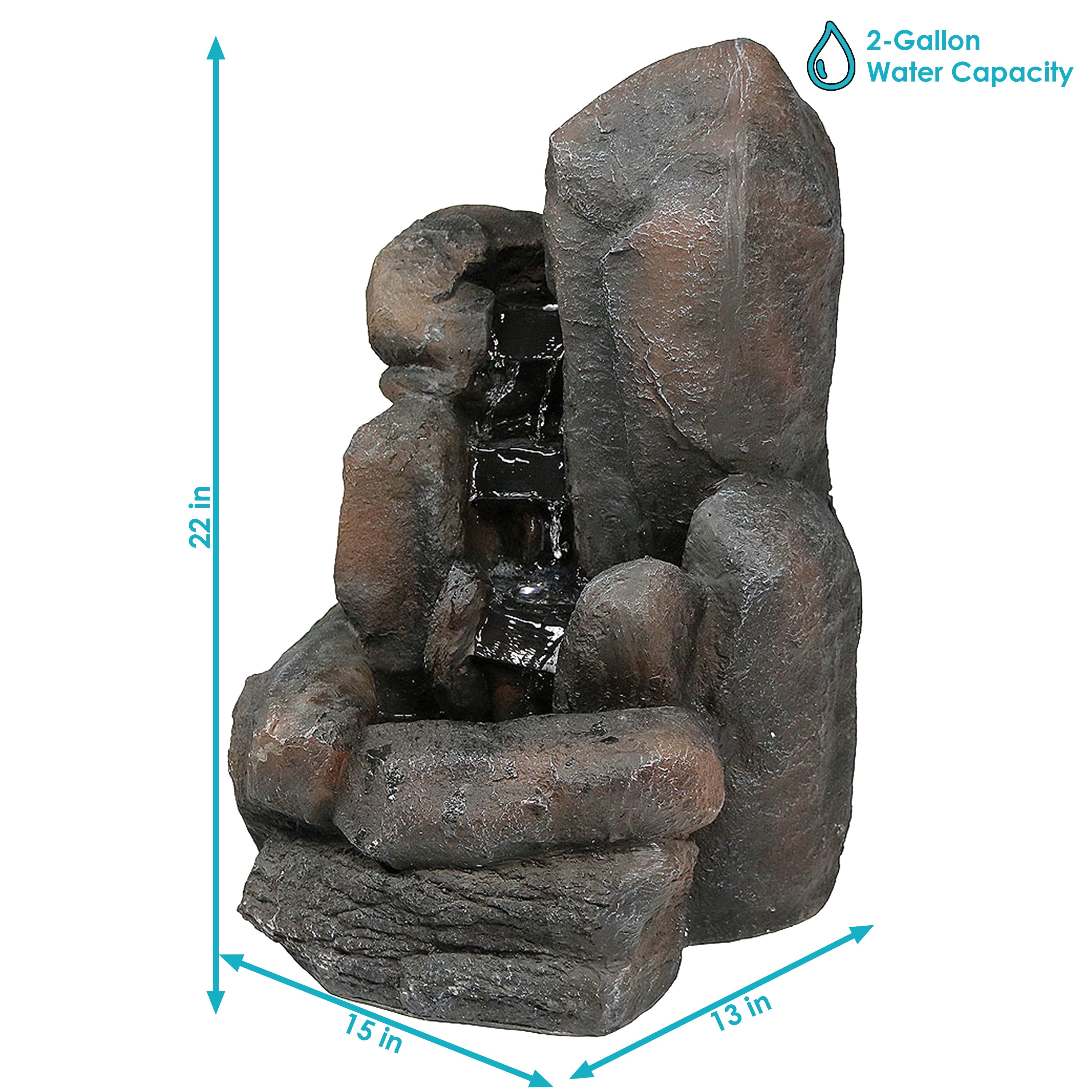 Sunnydaze Rock Falls Solar Outdoor Water Fountain with Battery Backup - Decorative Garden Fountain for Patio, Yard, and Landscaping - Relaxing Water Feature for Outdoor Spaces