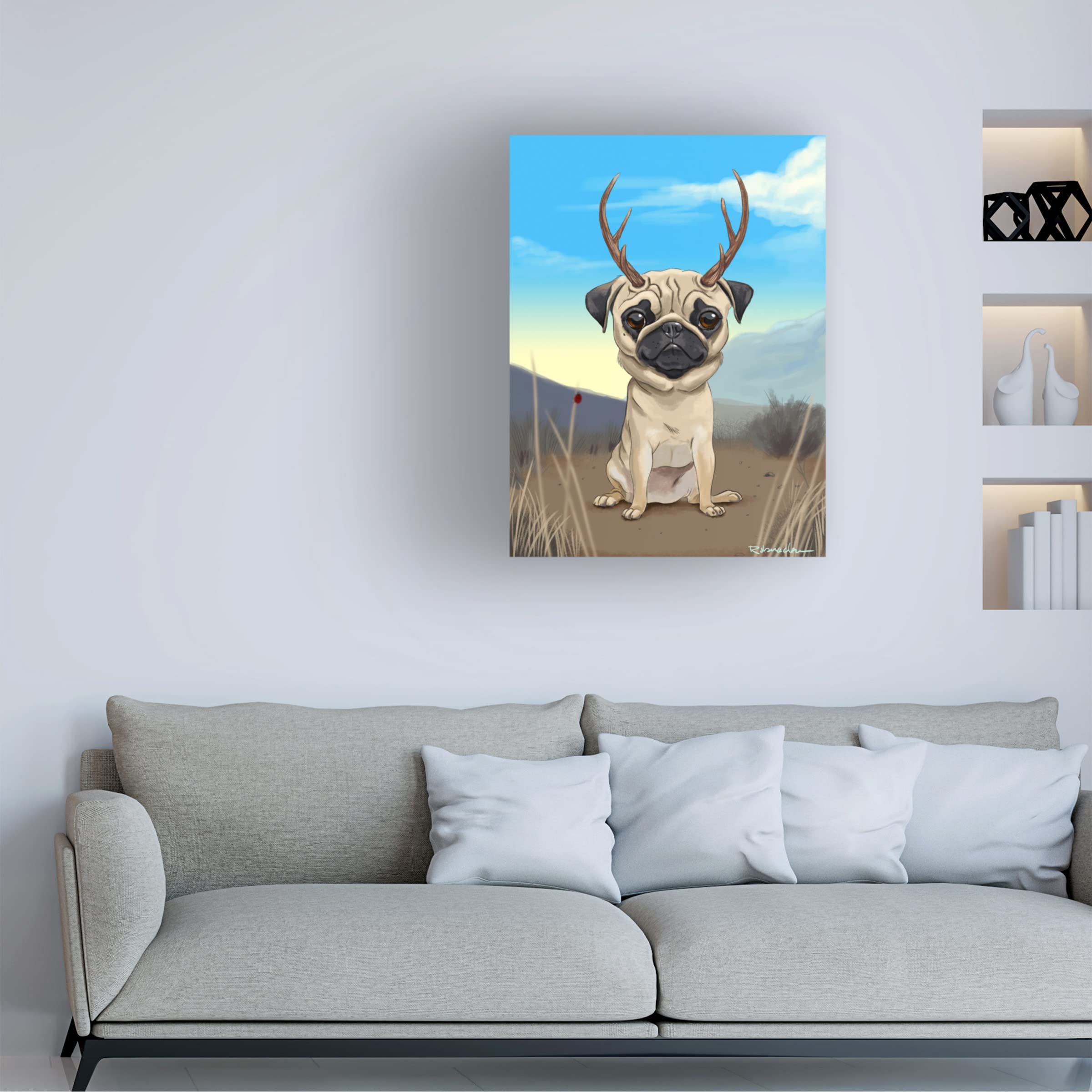 Brian Rubenacker 'Pugalope' Canvas Art Print - Whimsical Animal Wall Decor for Living Room, Bedroom & Office - Trademark Fine Art Collection