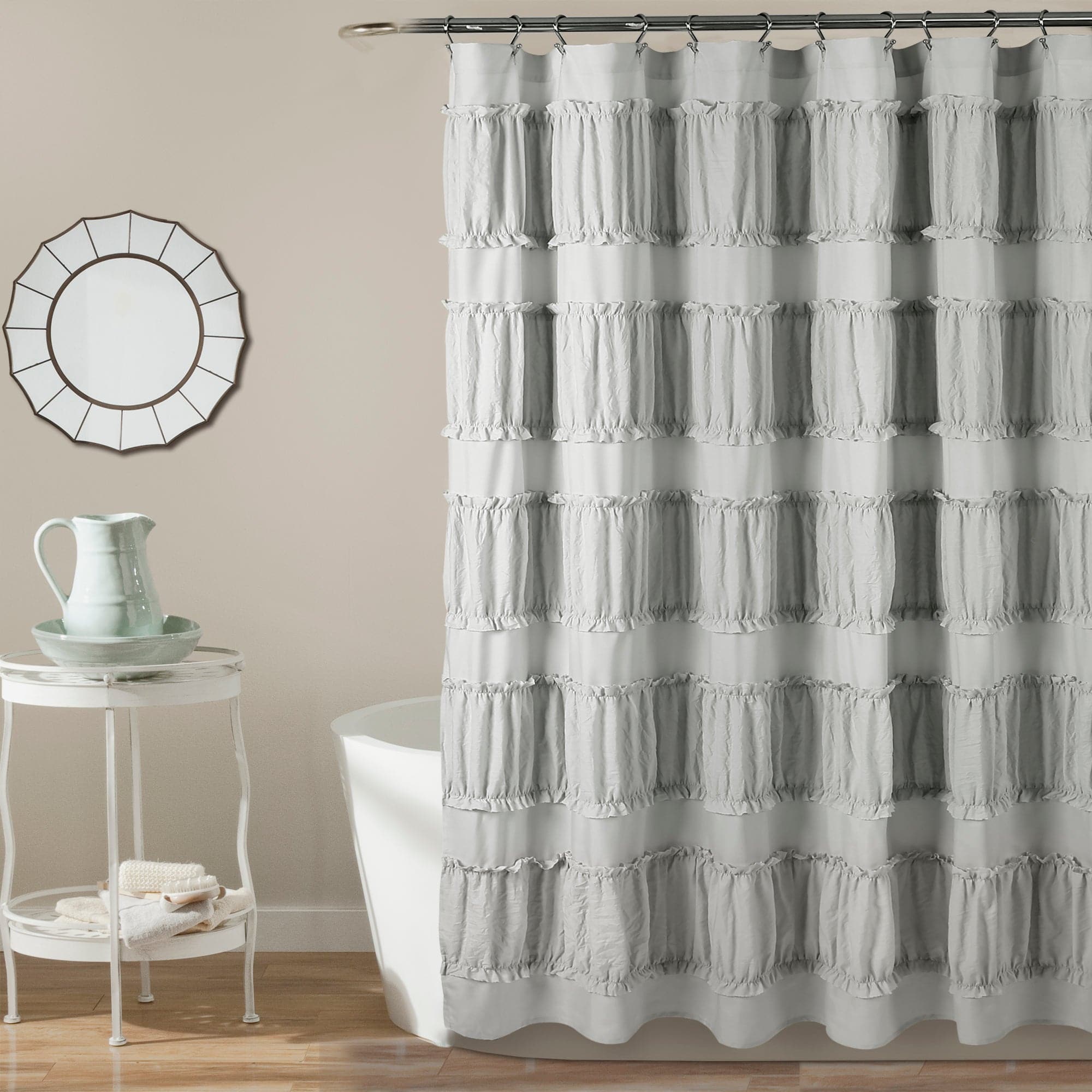 Nova Ruffle Shower Curtain - Waterproof Bathroom Decor with Elegant Ruffles for Modern Home, Perfect for Bathroom, Guest Room, and Spa Retreat