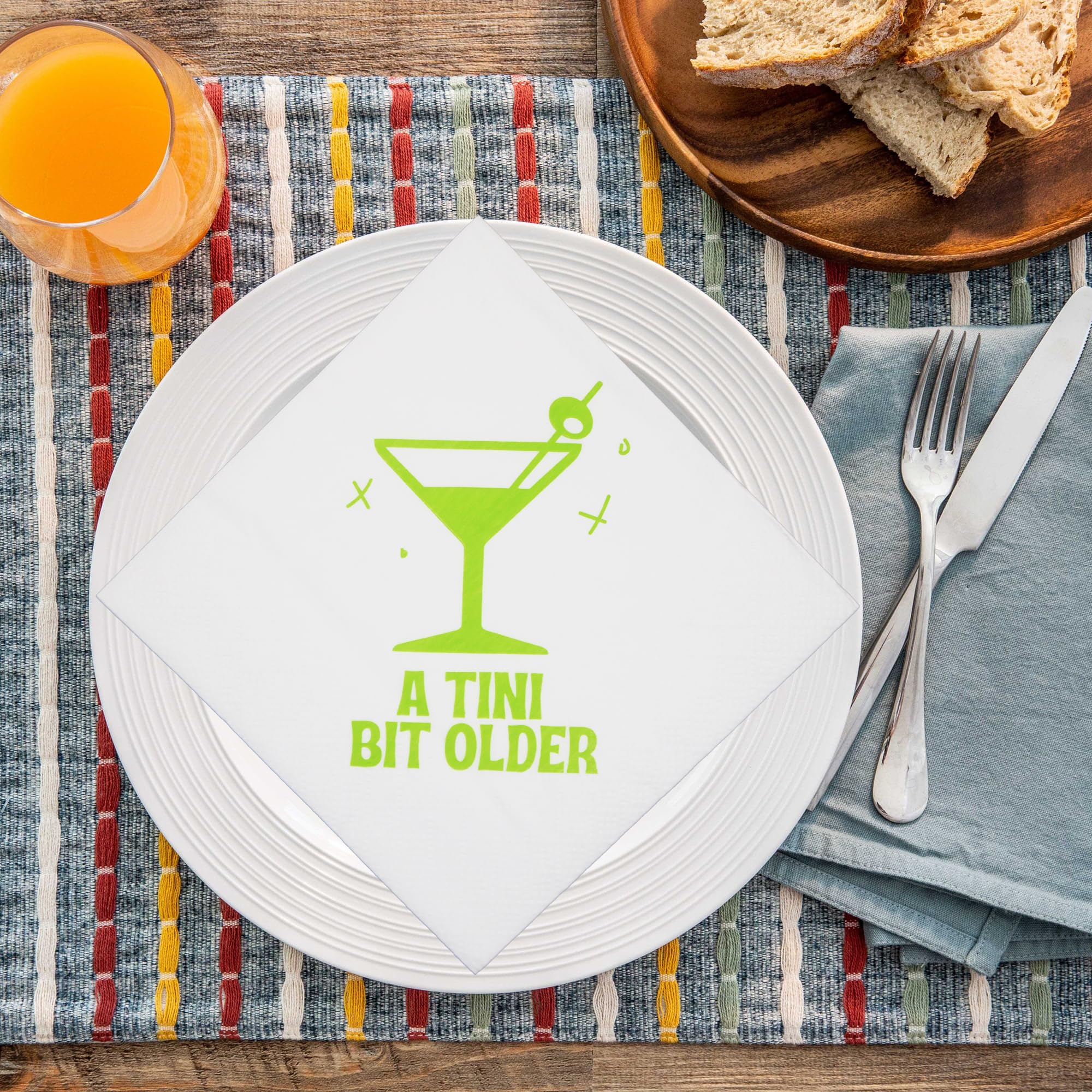 Trendy Martini Birthday Napkins & Party Decorations - A Tini Bit Older Theme for Martini Bar Celebrations - Perfect for Cocktail Parties, 21st Birthdays & Themed Events