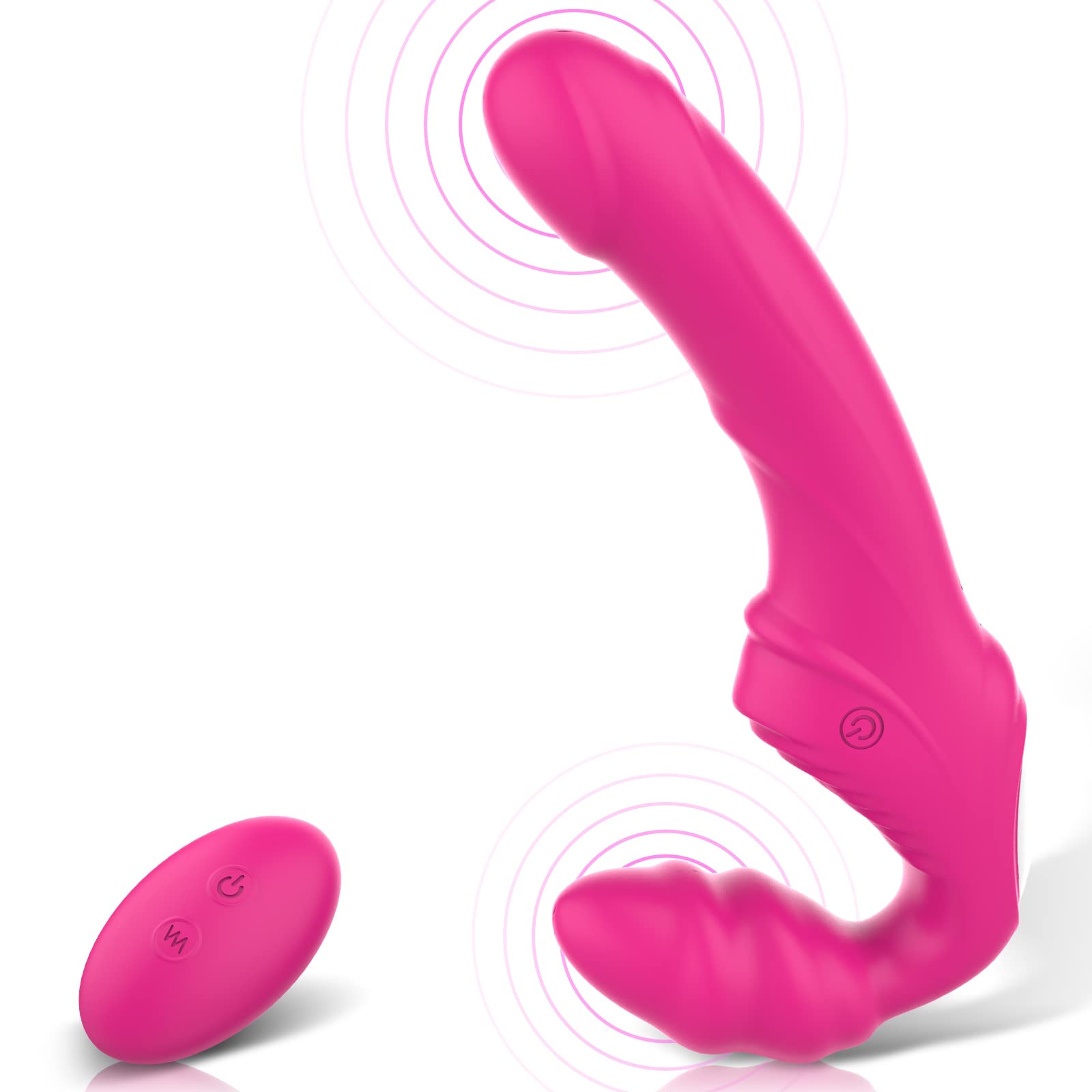 Rechargeable Remote Control Silicone Strapless Strap-On Dildo Vibrator - Dual Stimulation for G-Spot & Clitoris | Hands-Free Adult Toy for Women & Couples | Perfect for Lesbian Play & Solo Pleasure
