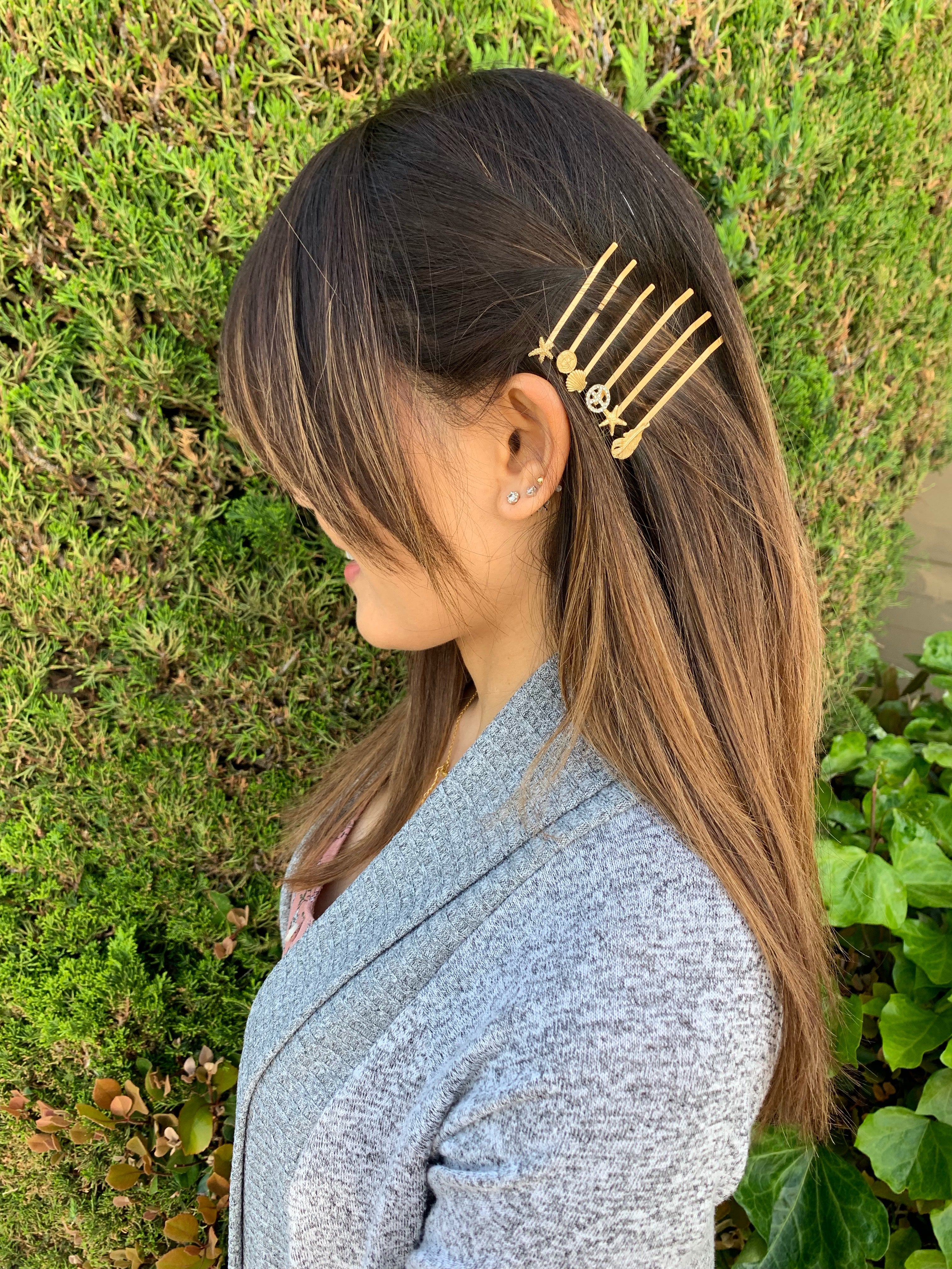 Sea Breeze Mini Bobby Pins - Pack of 6 Matte Gold Hair Clips for Women - Perfect for Updos, Braids, and Everyday Hairstyles