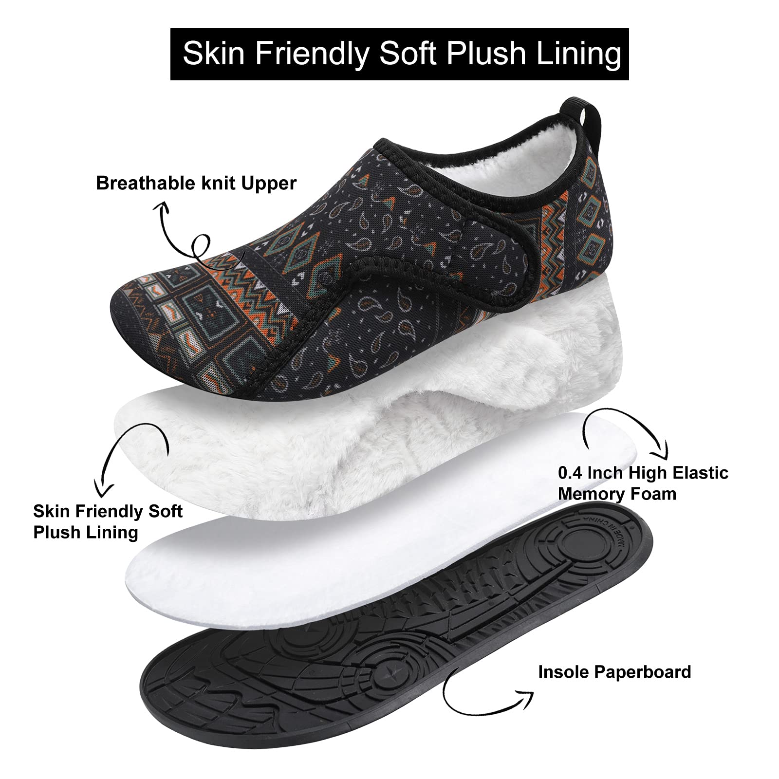 L-RUN Women's & Men's Indoor Outdoor House Slippers - Warm Anti-Slip Barefoot Home Shoes for Comfortable Wear at Home, Office, or Travel