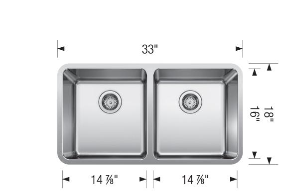 Blanco Formera 33-inch Equal Double Bowl Stainless Steel Kitchen Sink - Perfect for Modern Kitchens & Heavy-Duty Cooking