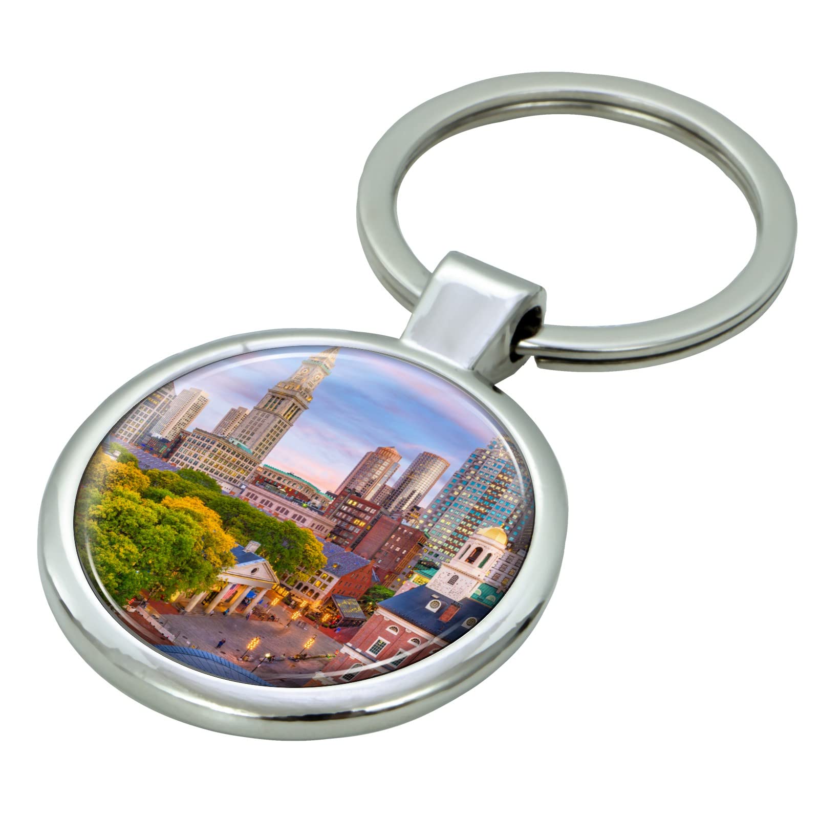Boston Souvenir Keychain - Durable Epoxy Dome & Metal Keyring for Keys, Gifts, Travel Accessories | Perfect for Boston Lovers, Tourists & Collectors