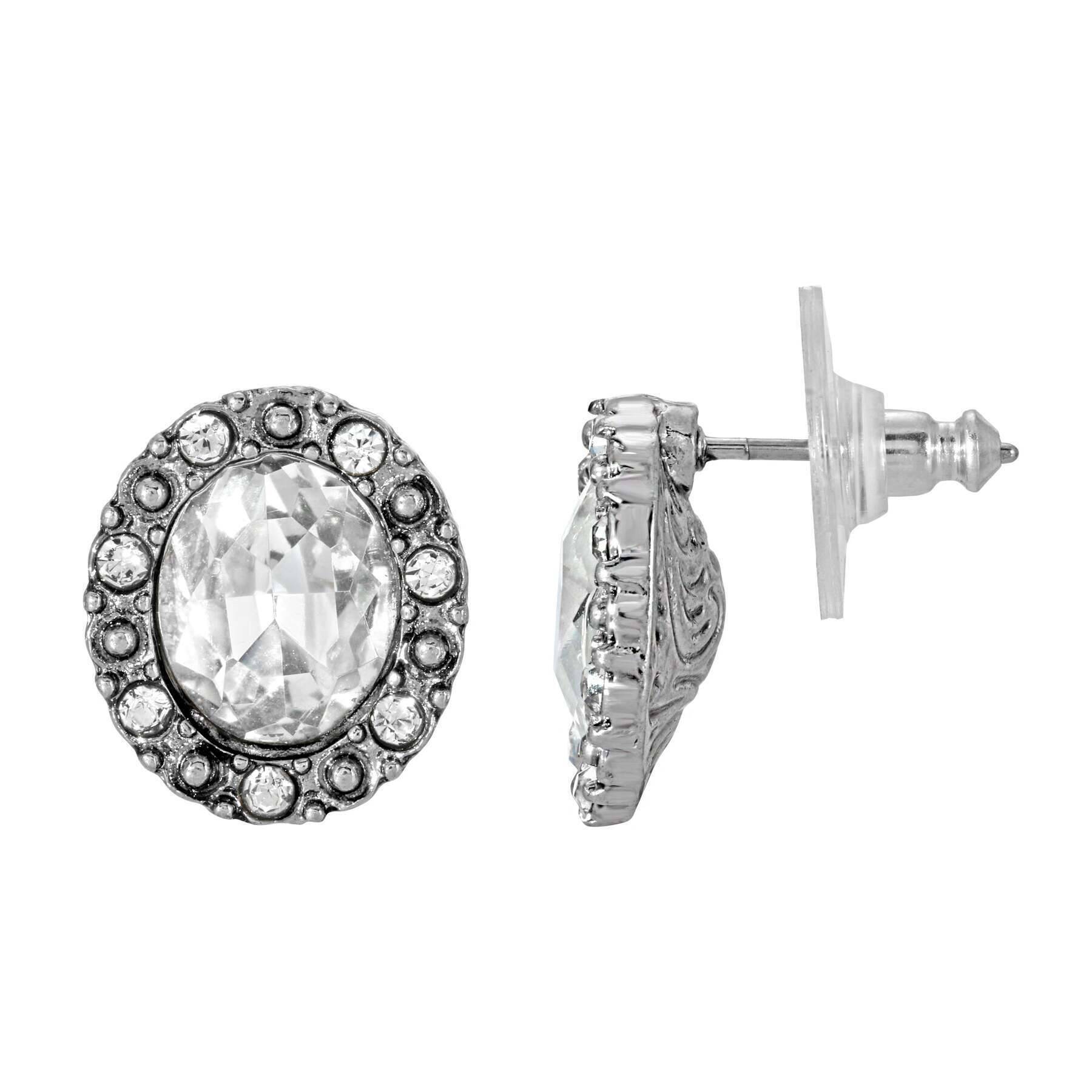 1928 Vintage Crystal Clear Post Button Earrings for Women - Elegant & Hypoallergenic Fashion Jewelry - Perfect for Weddings, Parties & Everyday Wear