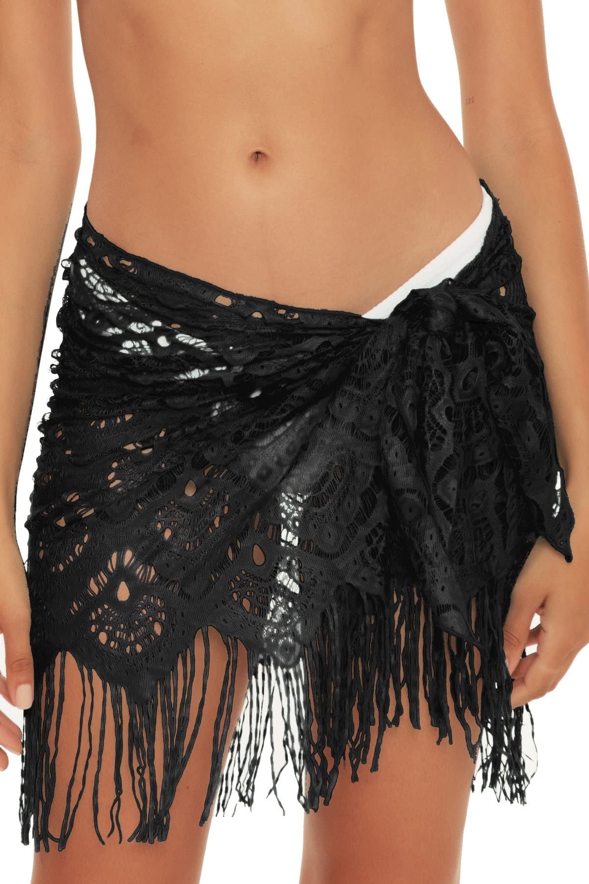 BECCA by Rebecca Virtue Malay Crochet Wrap Sarong Cover-Up - Stylish Beach Cover Up, Swimwear Wrap, Boho Summer Dress for Women - Perfect for Beach Vacation, Pool Party & Tropical Getaway