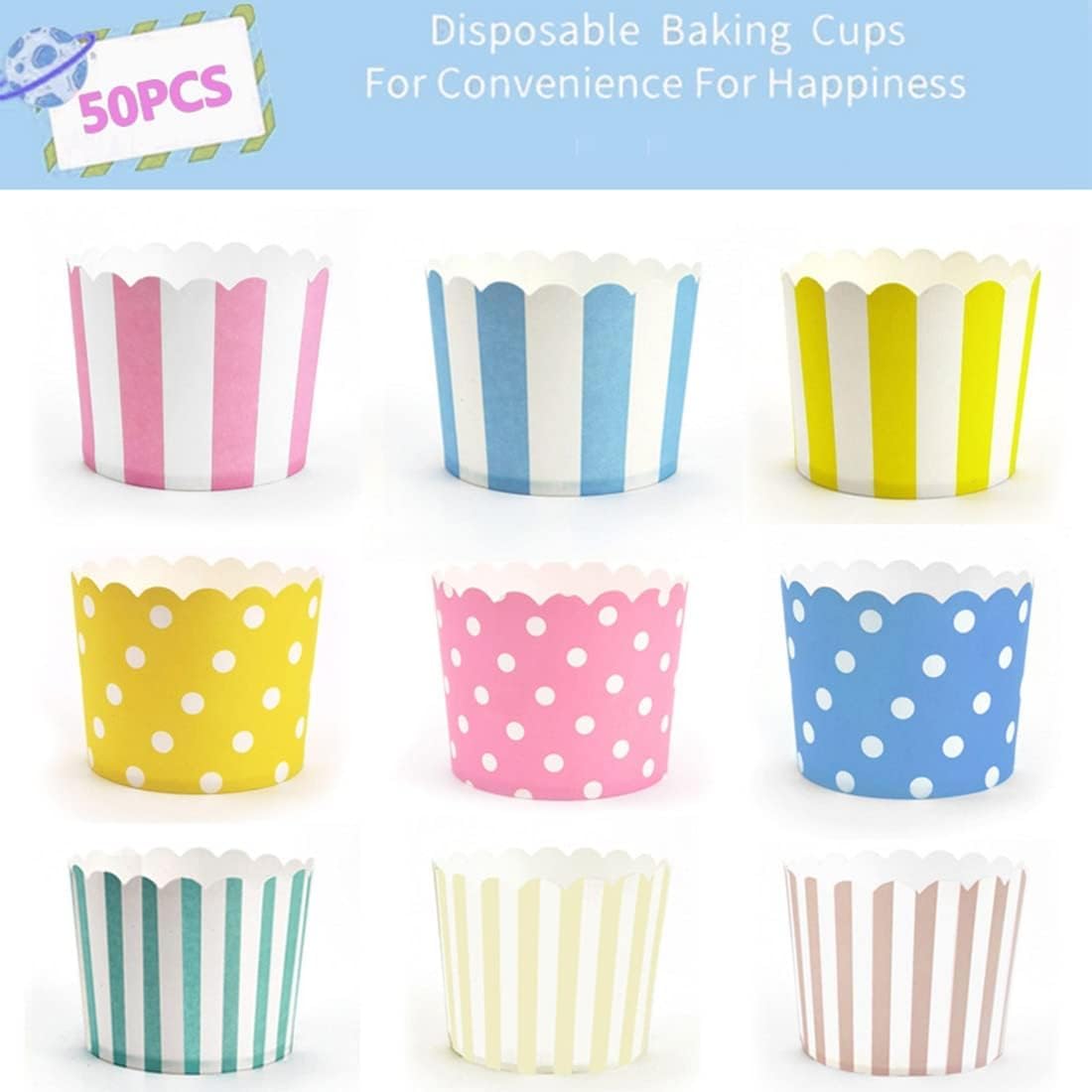 50-Piece Heavy Duty Cupcake Baking Cups - Disposable Muffin Liners for Baking, Weddings & Birthday Parties - Premium Quality Cake Cups for Perfect Desserts Every Time
