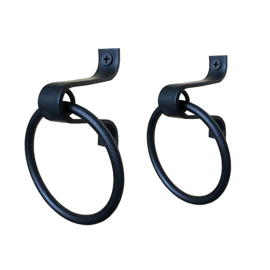 FMOGE 2-Pack Black Wooden Door Knocker & Drawer Pull Ring - Small Handle for Tool Box, Cabinet, and Furniture Hardware - Perfect for Home, Office, and DIY Projects