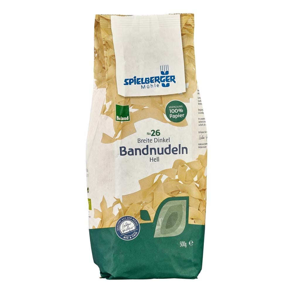 Organic Spielberger Wide Spelt Egg Noodles Light, 6-Pack (6 x 500g) - Perfect for Healthy Pasta Dishes, Vegan Meals & German Cuisine