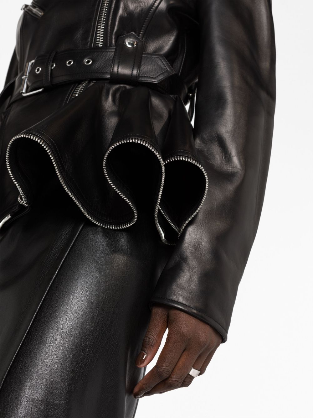 Alexander McQueen Black Leather Jacket for Men & Women | Stylish Designer Outerwear for Fall & Winter Fashion | Perfect for Parties, Dates & Night Out