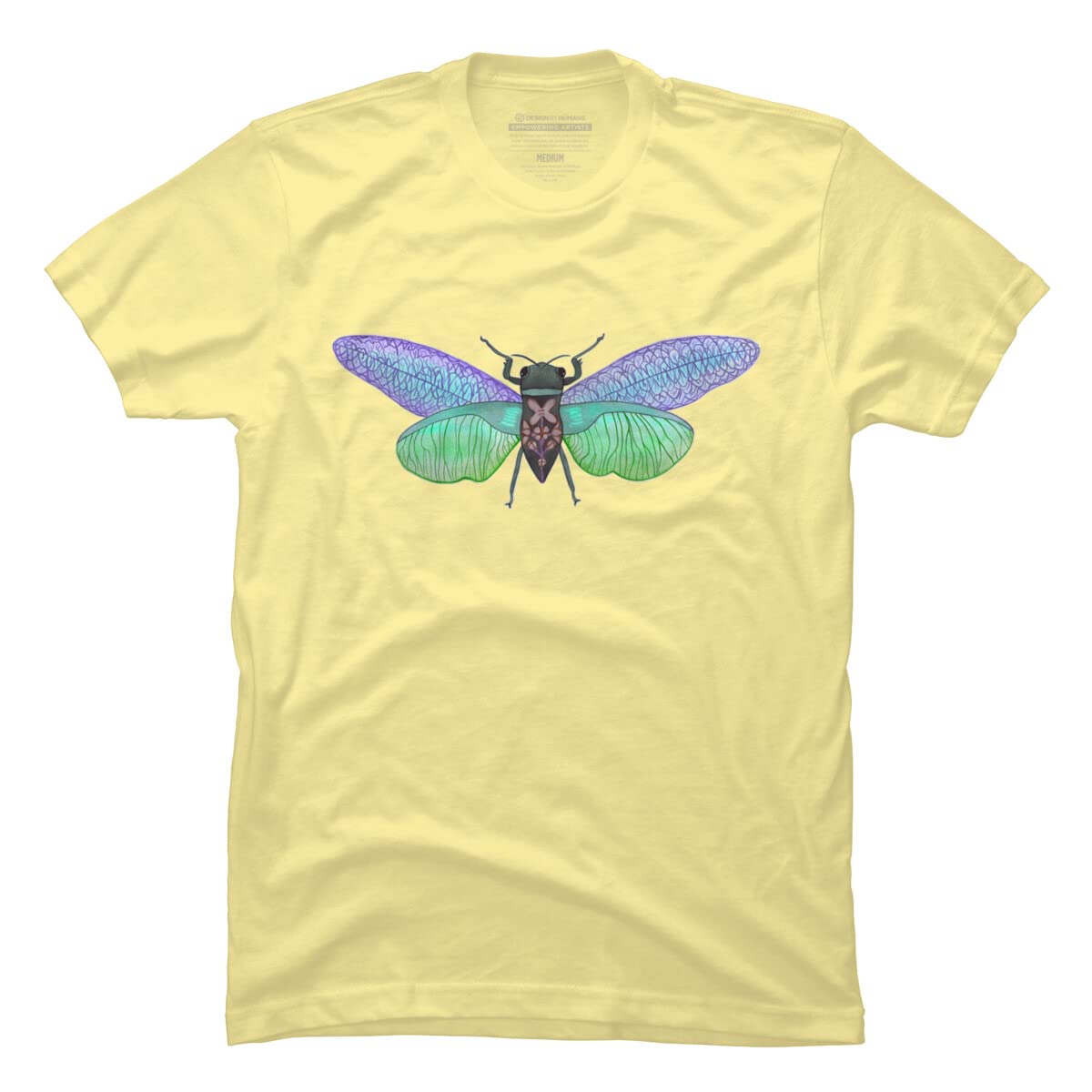 Men's Botanical Watercolor Cicada T-Shirt by MisoKnotty - Soft Cotton Graphic Tee for Casual Wear & Summer Outfits