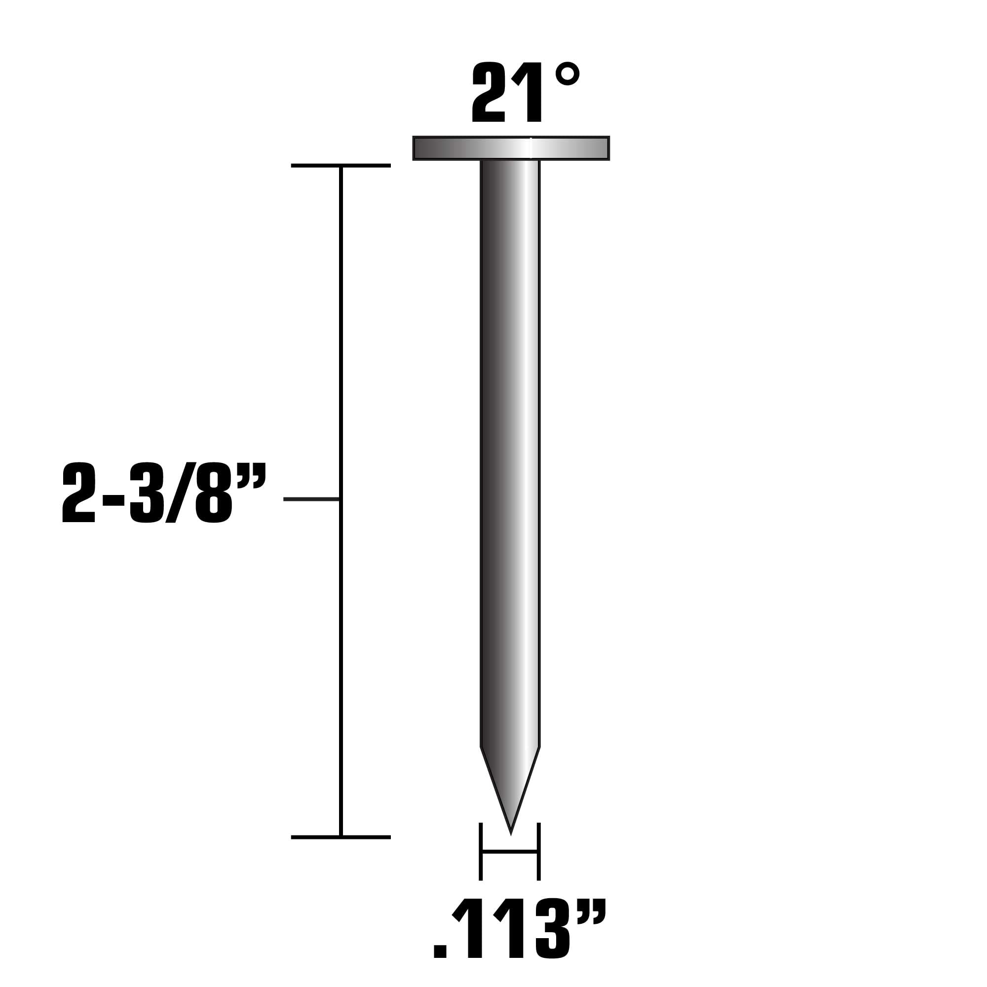 Metabo HPT 2-3/8 Inch x .113 21 Degree Full Round Head Framing Nails - Hot Dipped Galvanized Smooth Shank (5,000 Count) - Ideal for Framing, Roofing, and Construction Projects