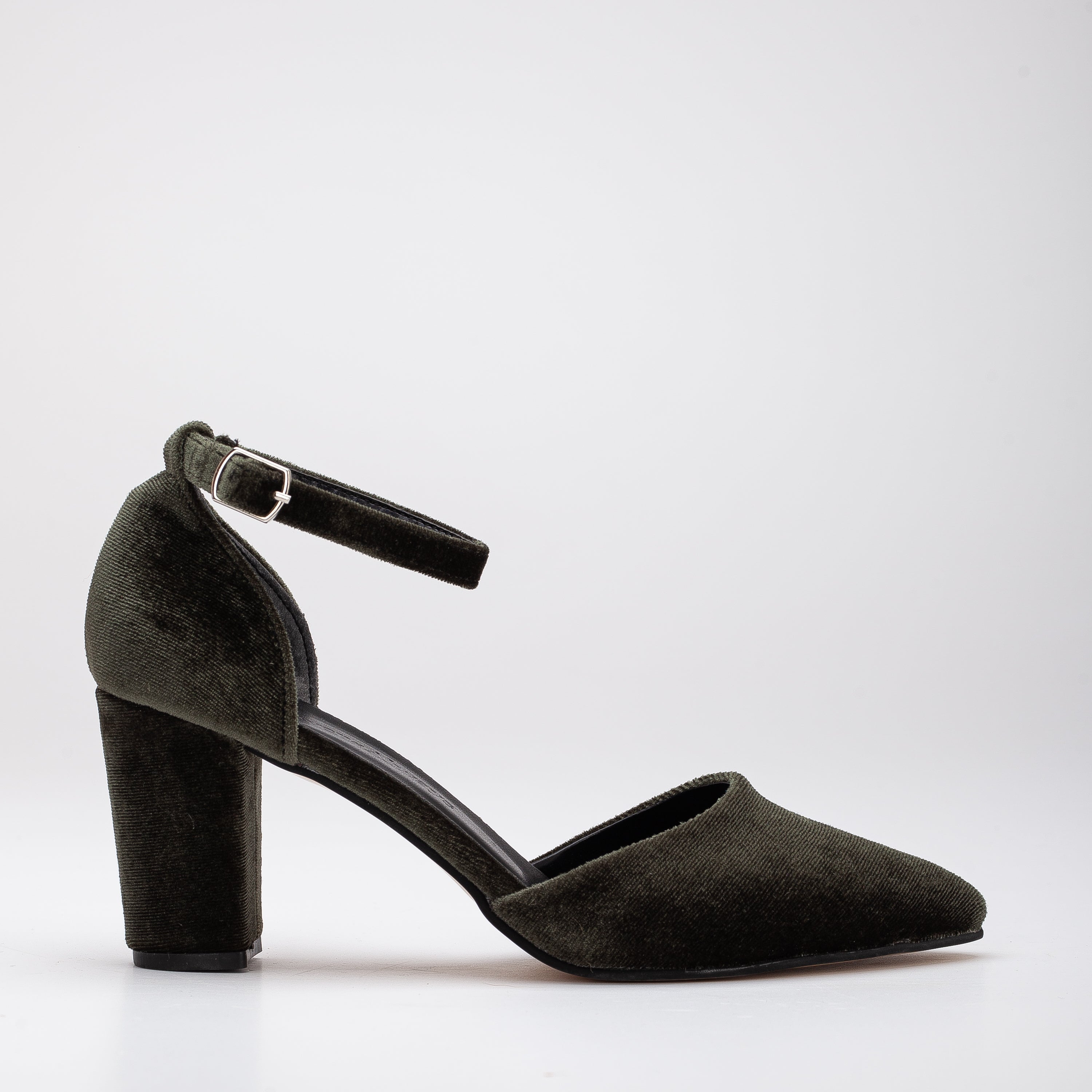 Gisele Women's Olive Green Velvet High Heels with Ribbon Bow - Elegant Evening Shoes for Weddings, Parties & Special Occasions
