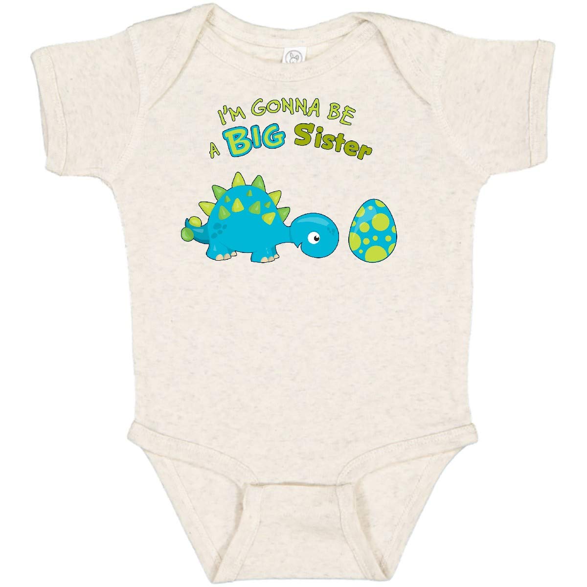 Inktastic Happy Dinosaur Future Big Sister Baby Bodysuit - Cute Dinosaur Graphic Onesie for Toddlers & Newborns - Perfect Big Sister Gift for Baby Showers, Birthdays & Sibling Announcements