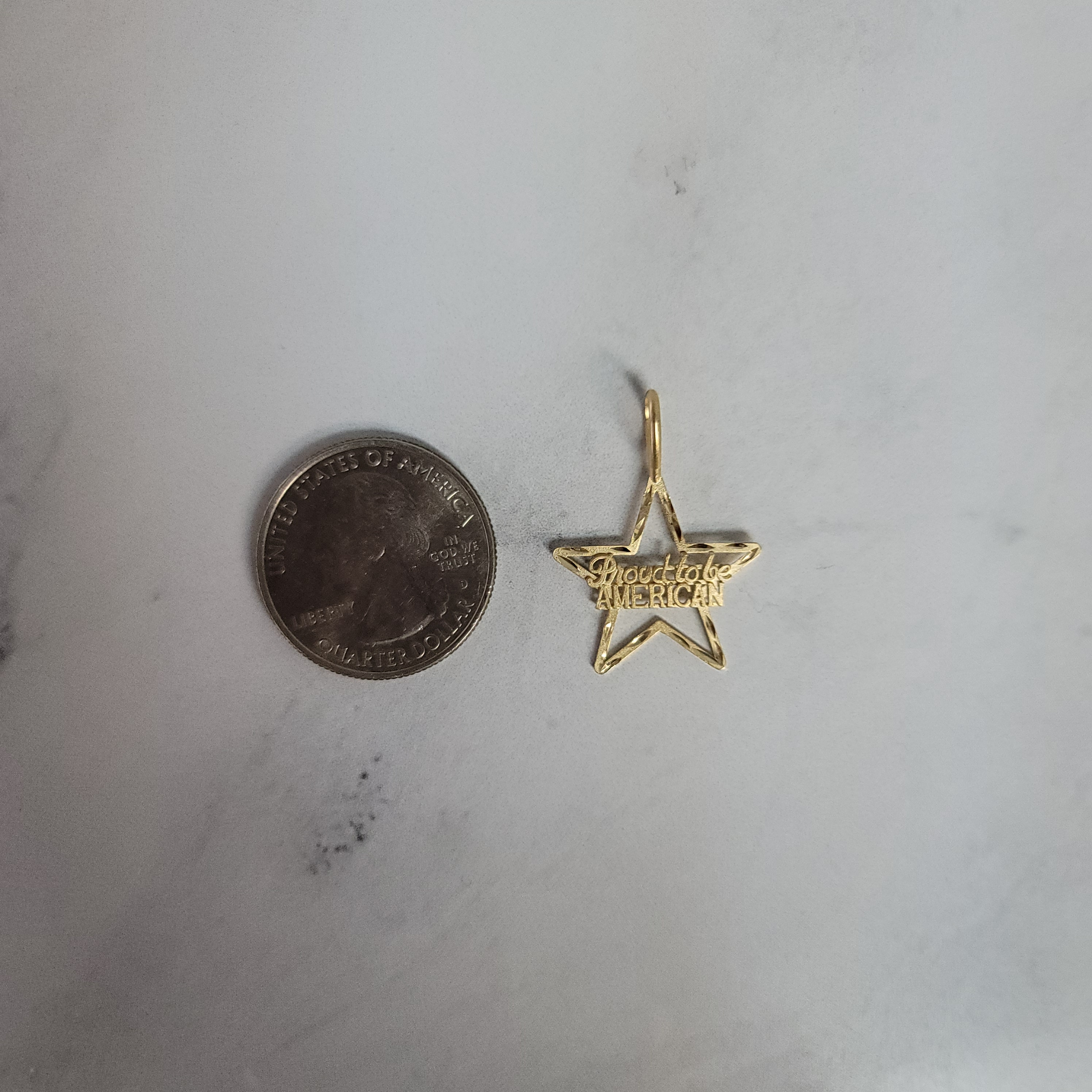 Proud To Be American 14k Yellow Gold Diamond Cut Pendant - Perfect for Patriotic Gifts & Special Occasions