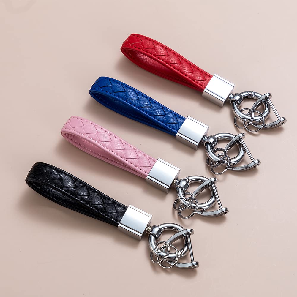 Universal PU Leather Car Keychain for Men & Women - Durable Metal Key Ring Accessory - Perfect for Car Keys, House Keys & Gift Giving
