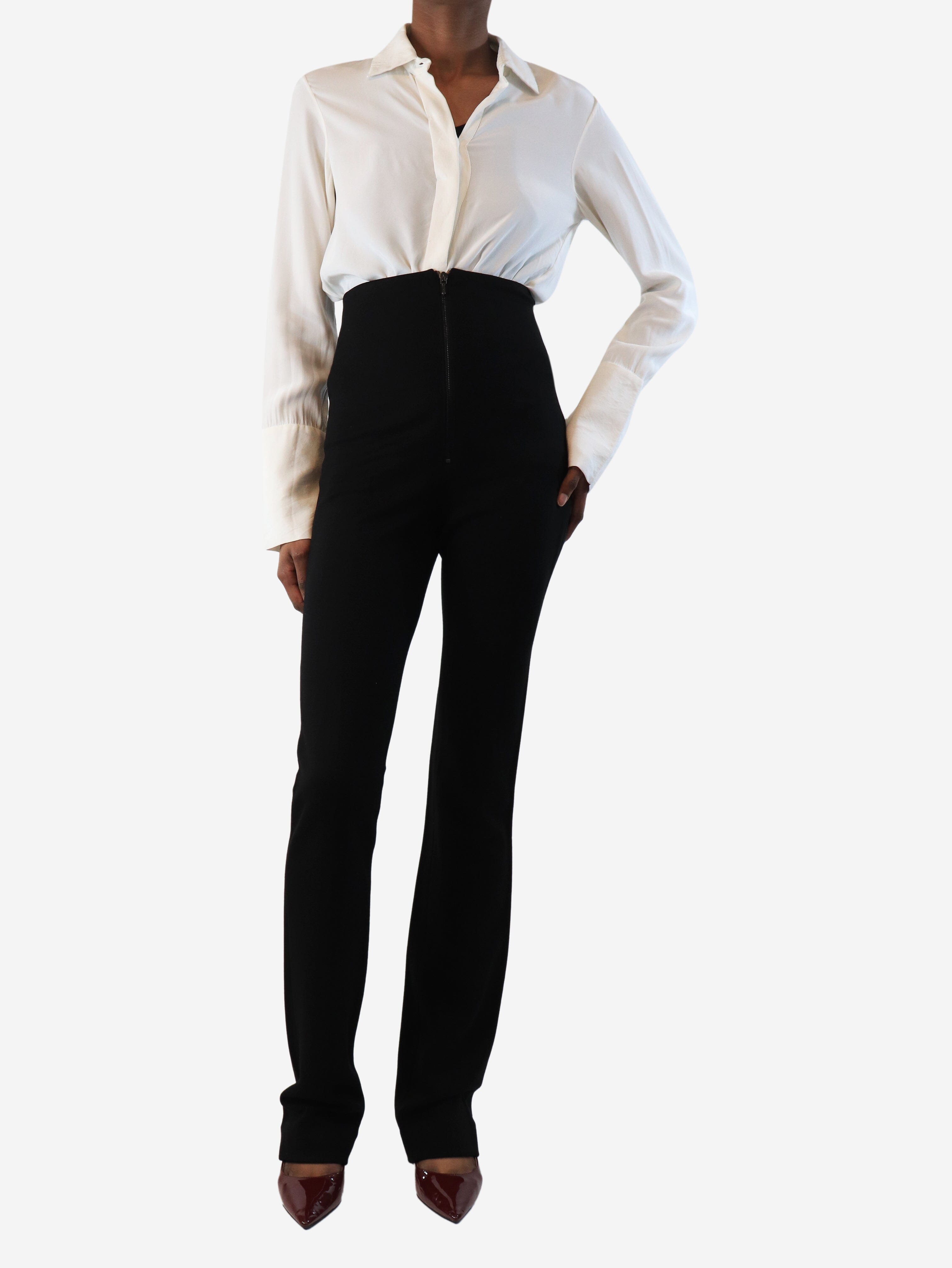 Black High Waisted Trousers for Women - UK Size 8 | Slim Fit Stretch Pants | Office Work & Casual Wear