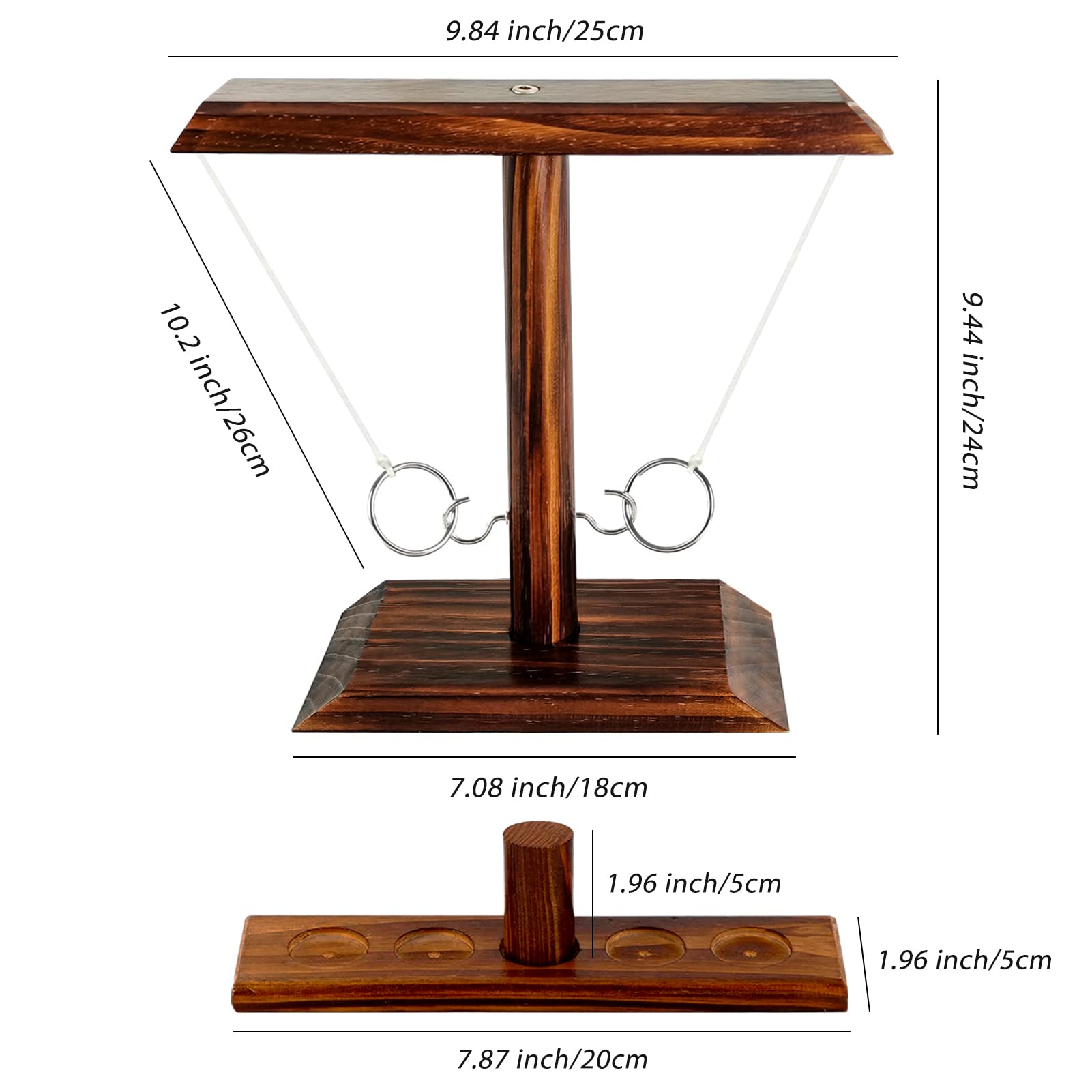 Premium Wooden Ring Toss Game Set - Tabletop Hook & Ring Toss for Kids & Adults - Fun Indoor/Outdoor Party Games for Family Gatherings, Backyard BBQs, and Beach Outings