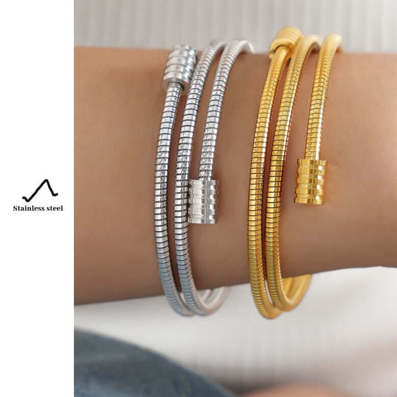 18K Gold Multi Layer Stackable Bangle Bracelet for Women - Elegant Arm Cuff Jewelry for Parties, Weddings & Everyday Wear | Z284