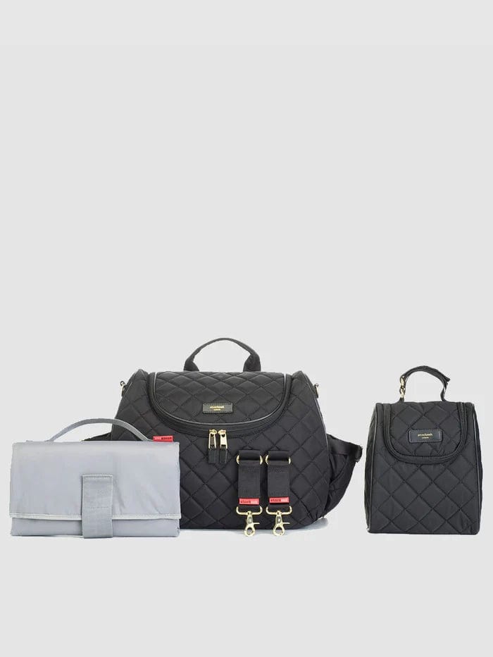 Storksak Poppy Luxe Diaper Bag - Premium Black Scuba Changing Tote for Moms | Perfect for Travel, Daycare & On-the-Go Parenting