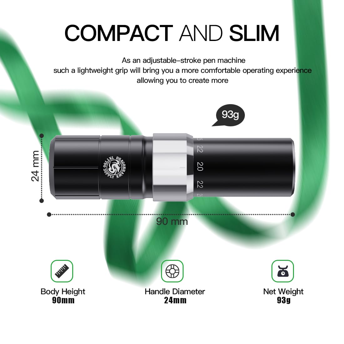 Dragonhawk Tour Y23 Wireless Tattoo Pen Machine Kit with 6 Adjustable Stroke Lengths & 2 Replaceable Batteries - Professional Tattoo Gun for Artists & Beginners - Perfect for Home, Studio & Travel Tattooing