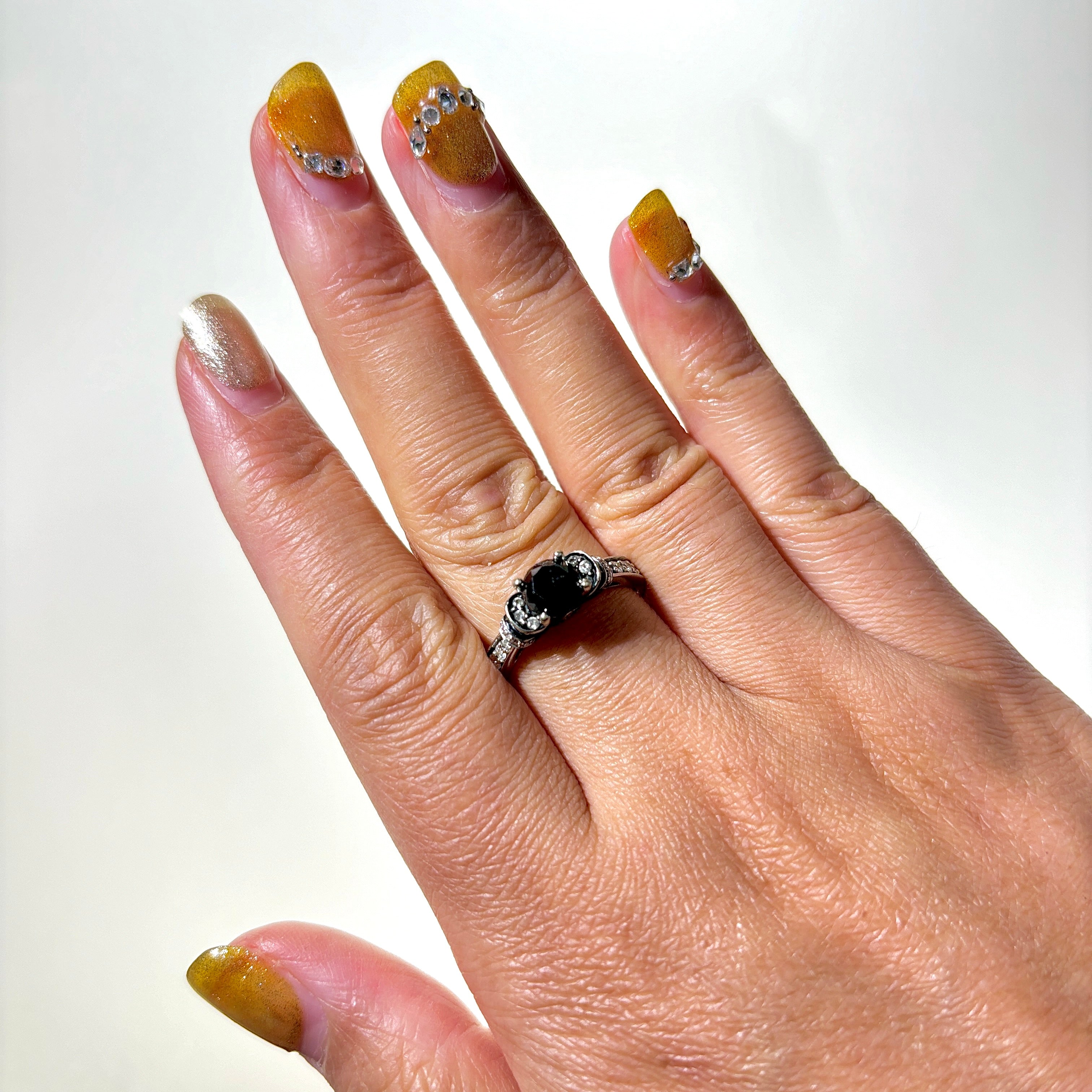1.00ct Black & White Diamond Engagement Ring for Women | 0.604ctw Wedding Band | Size 7 | Perfect for Proposals, Anniversaries & Special Occasions